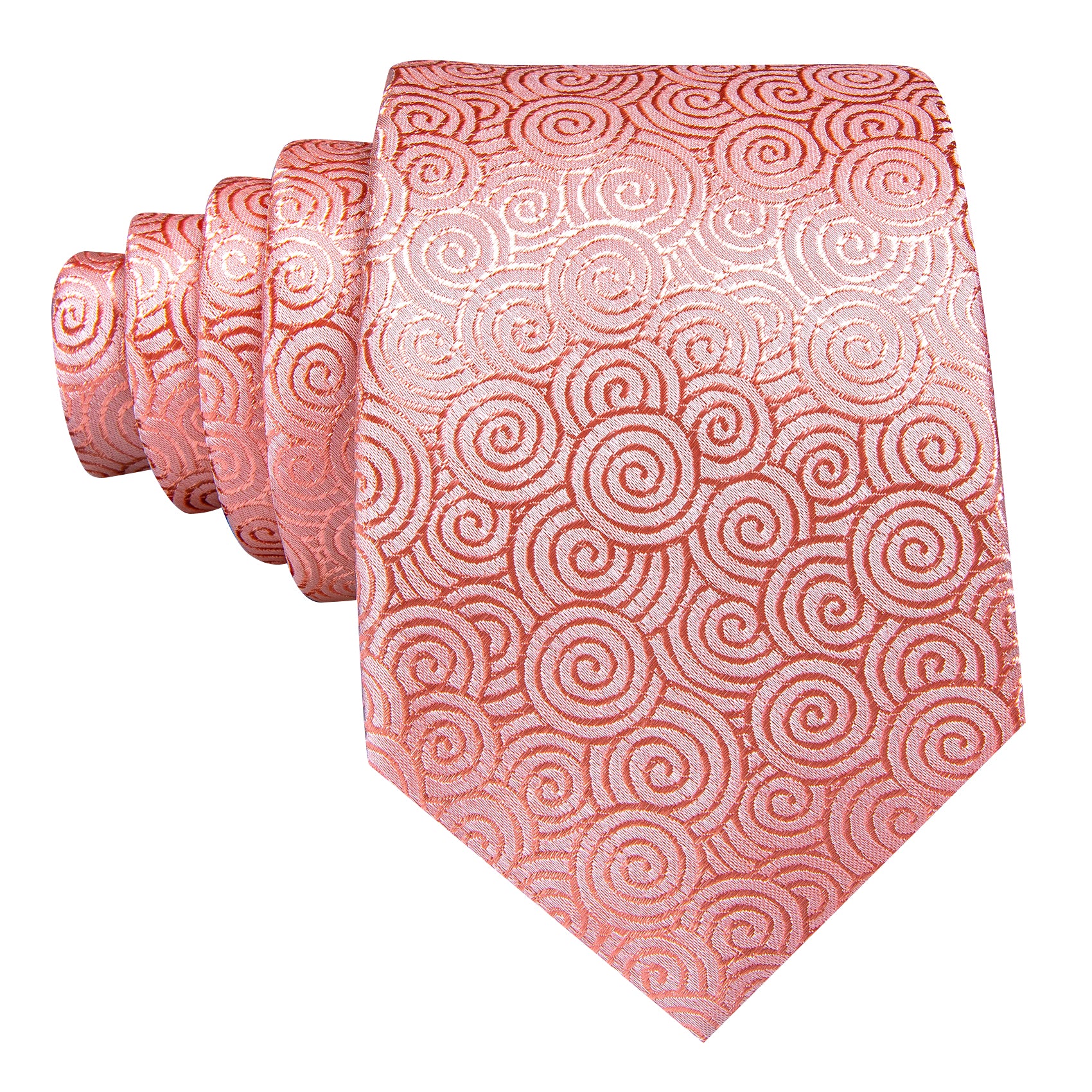 Novetly Light Red Circle  Silk Tie Handkerchief Cufflinks Set