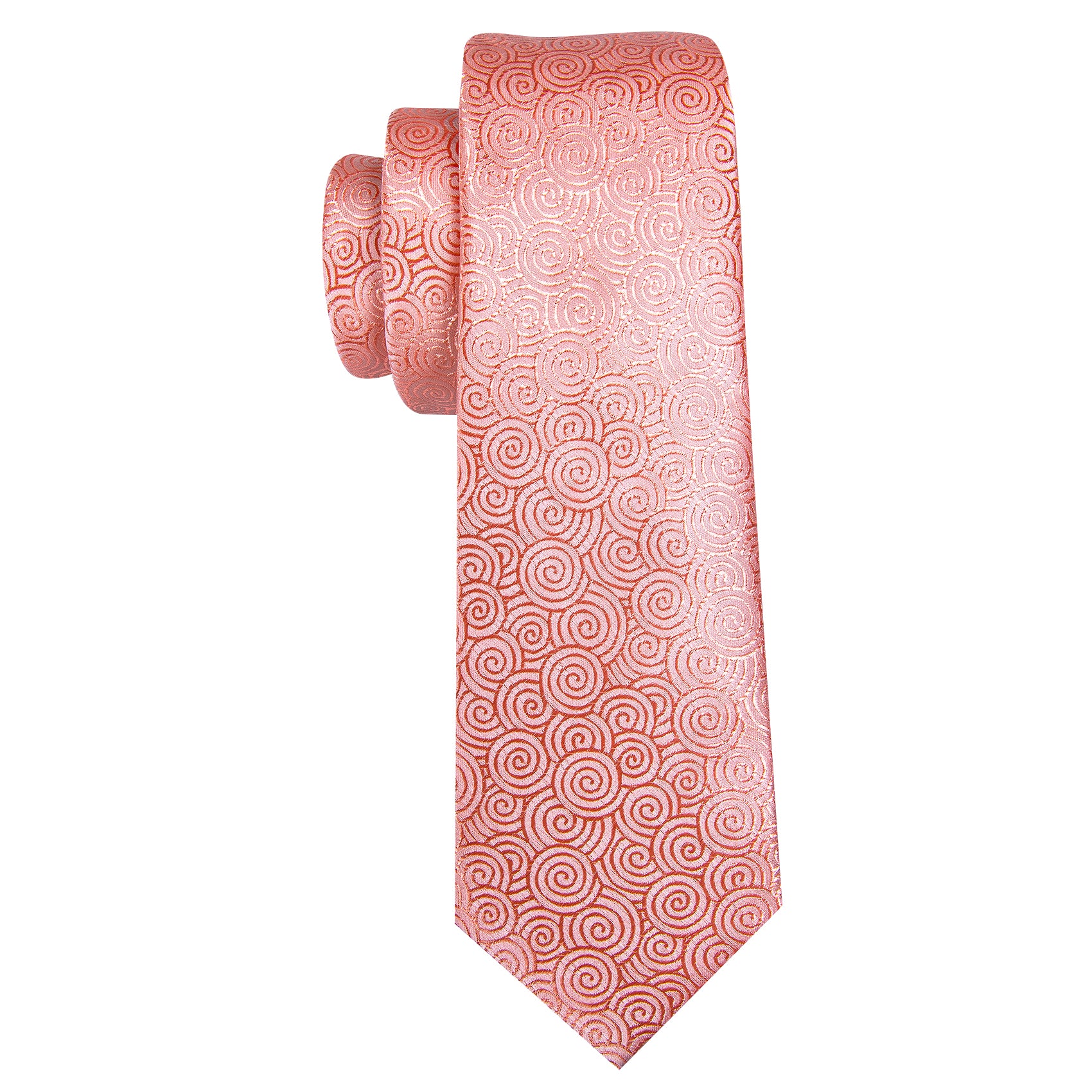 Novetly Light Red Circle  Silk Tie Handkerchief Cufflinks Set