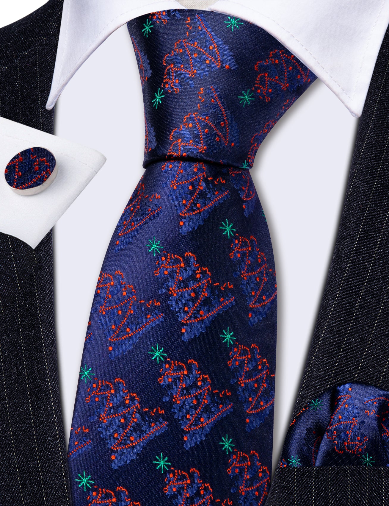dark blue Christmas mens necktie 
