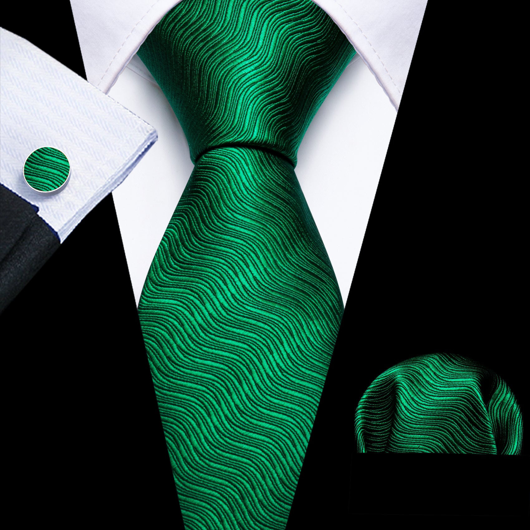 Black Suit Green  necktie 