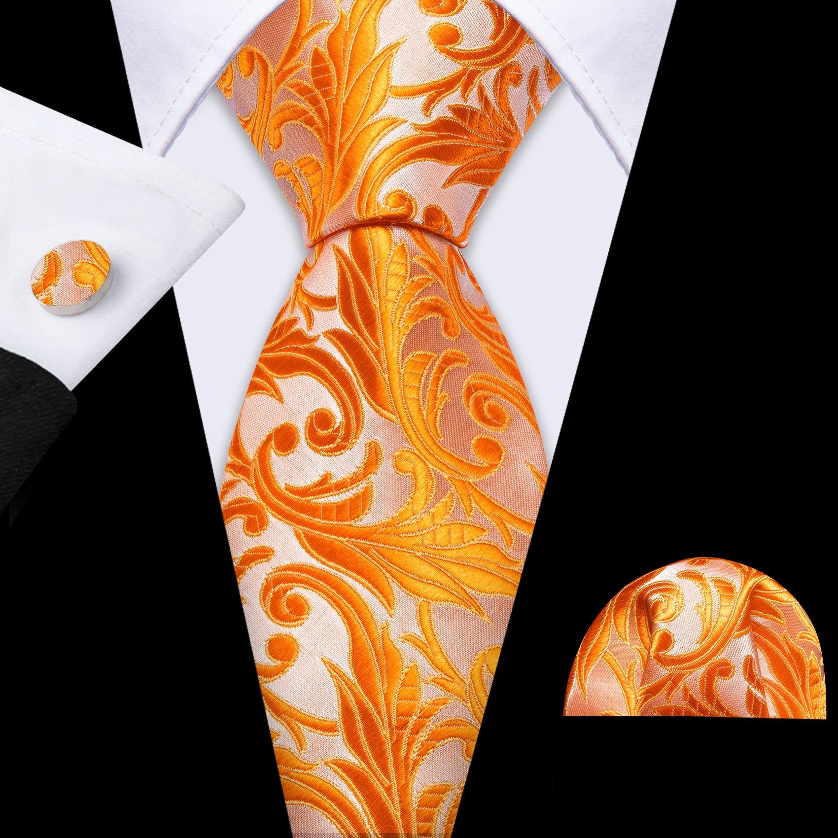 Orange Pink Floral Silk Tie