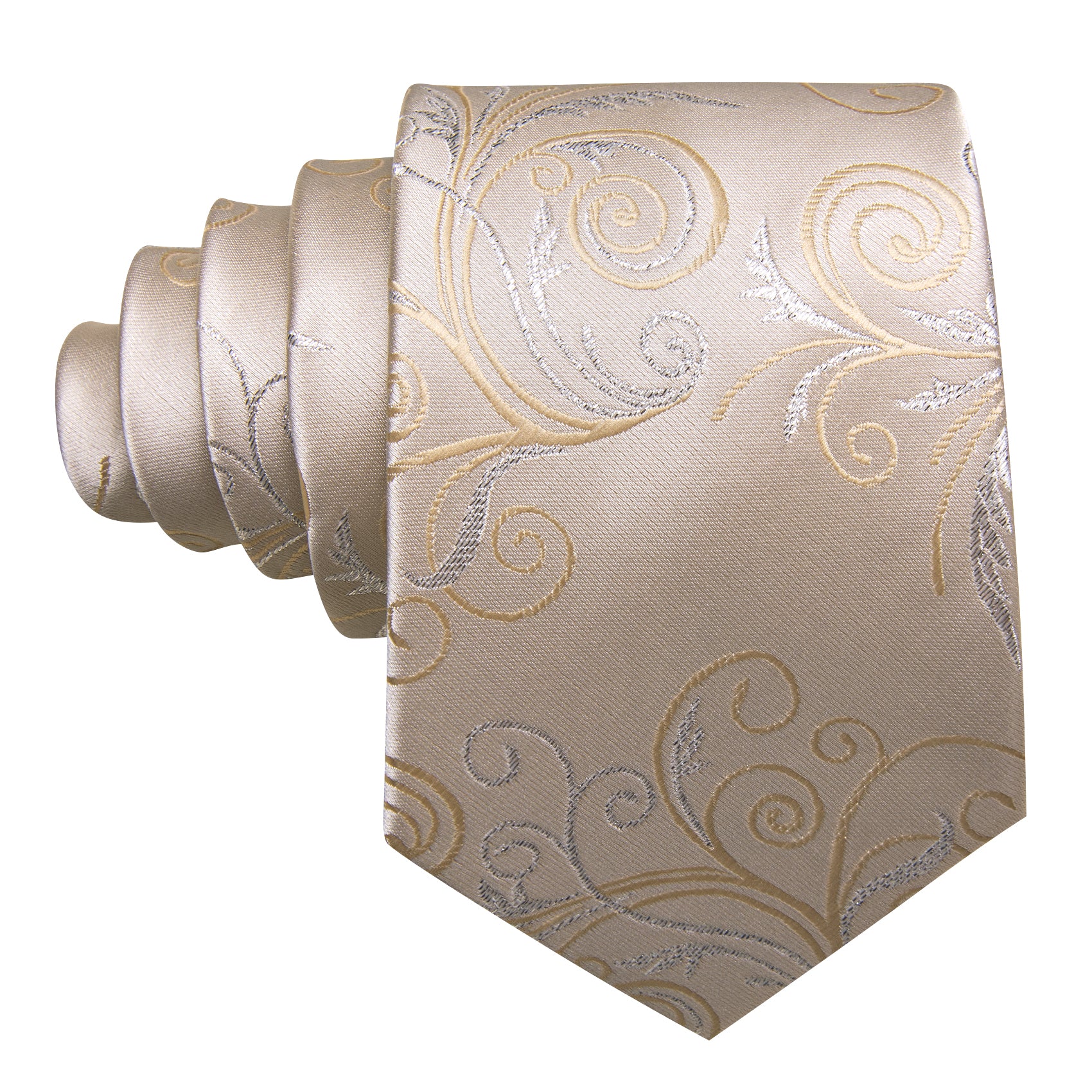 Seashell Print Flower Silk Tie Handkerchief Cufflinks Set