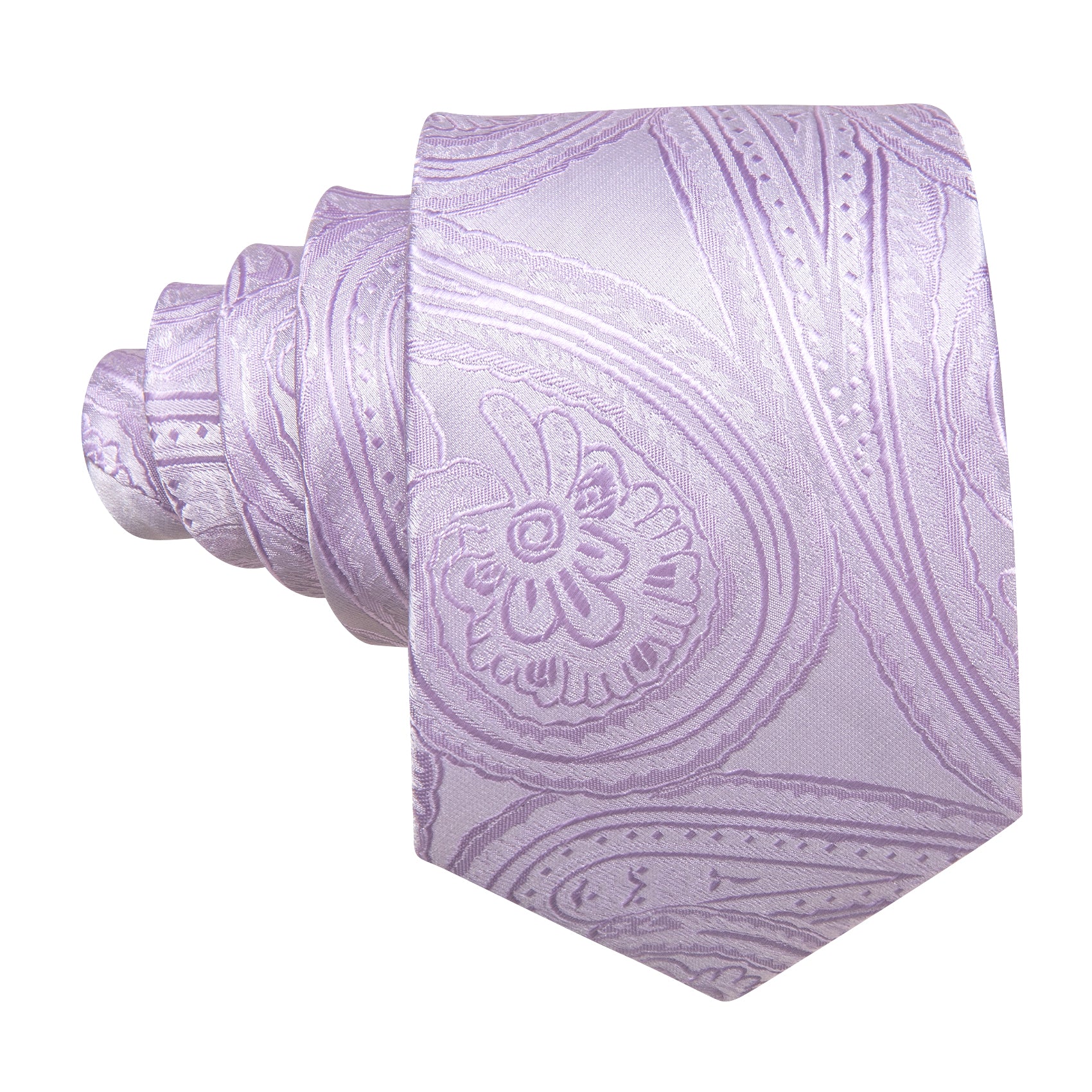 Mist Violet Paisley Silk Tie Handkerchief Cufflinks Set