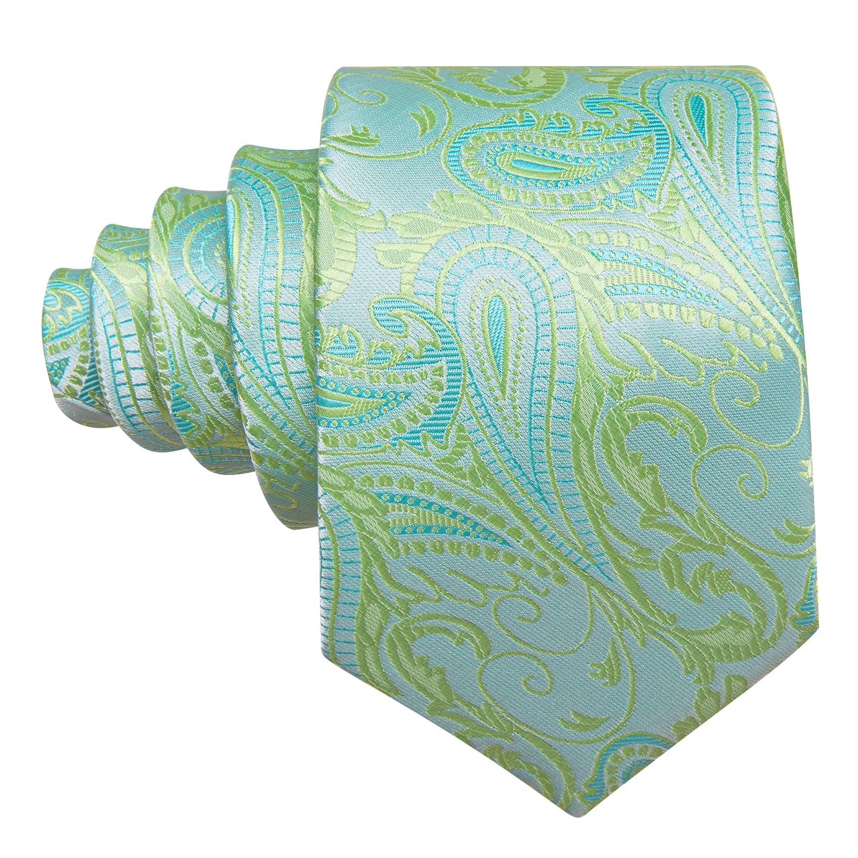 Teal Blue Floral Silk Tie Handkerchief Cufflinks Set
