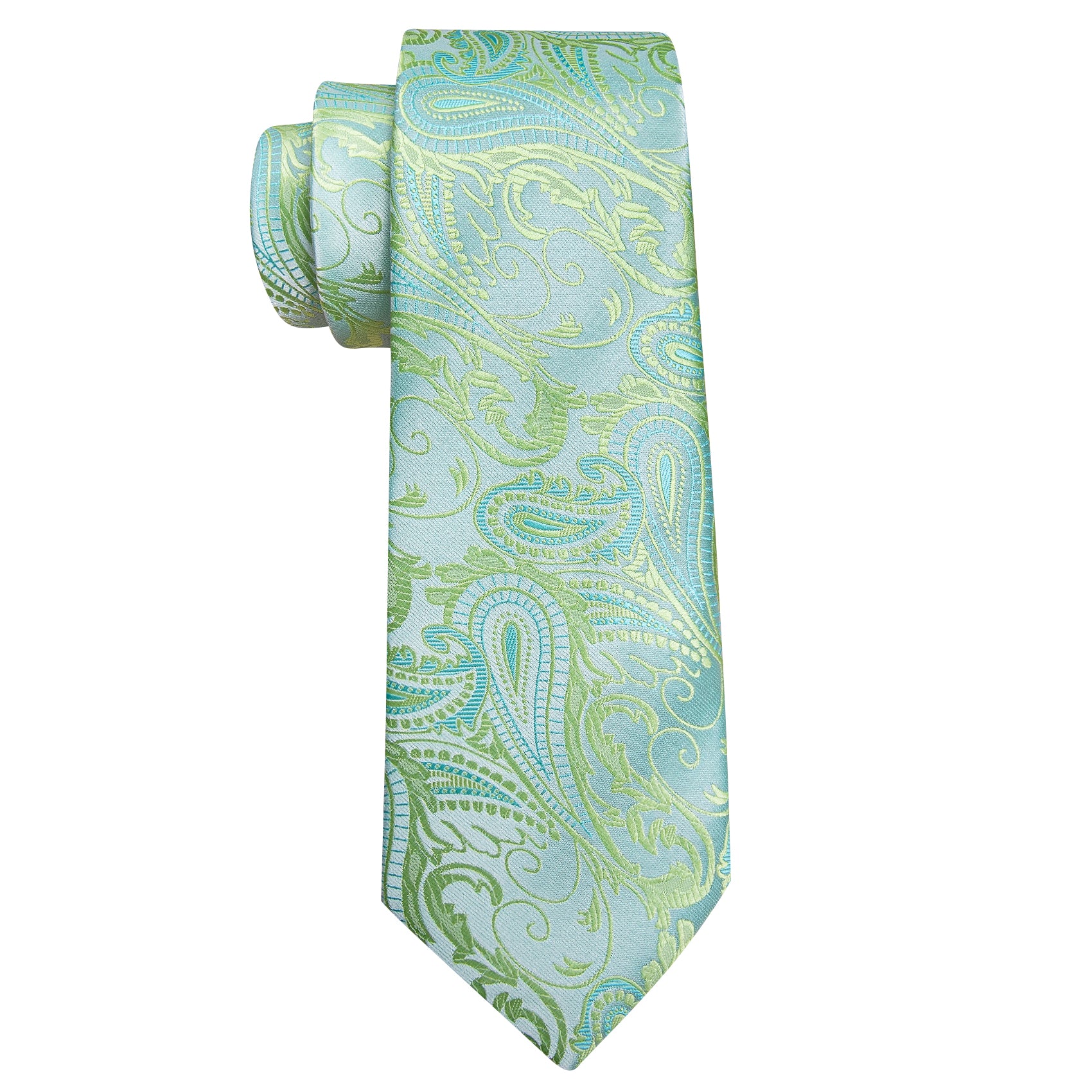 Teal Blue Floral Silk Tie Handkerchief Cufflinks Set