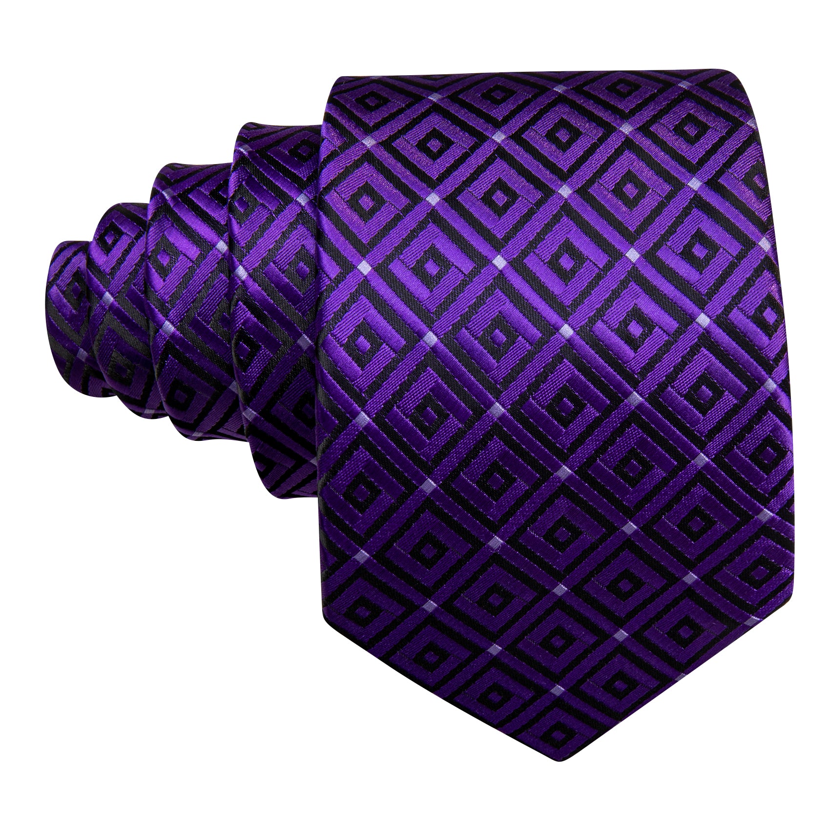 Novetly Hyacinth Plaid Silk Tie Handkerchief Cufflinks Set