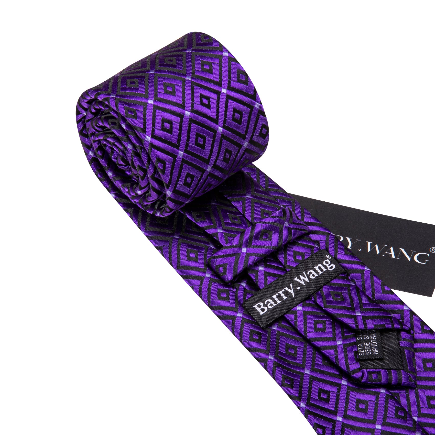 Novetly Hyacinth Plaid Silk Tie Handkerchief Cufflinks Set