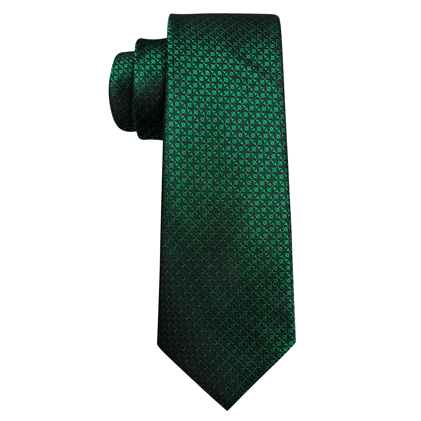  Novetly Green Plaid Silk Tie Handkerchief Cufflinks Set