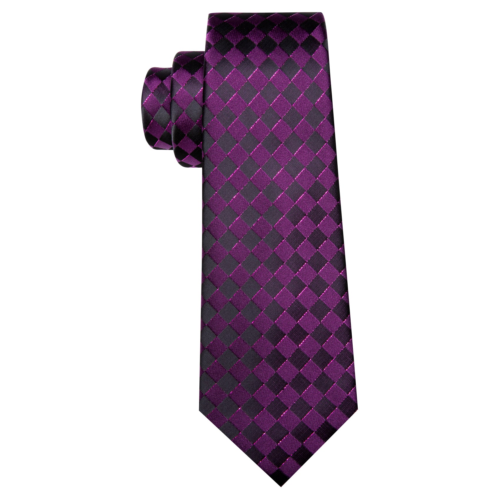 plaid black purple necktie 