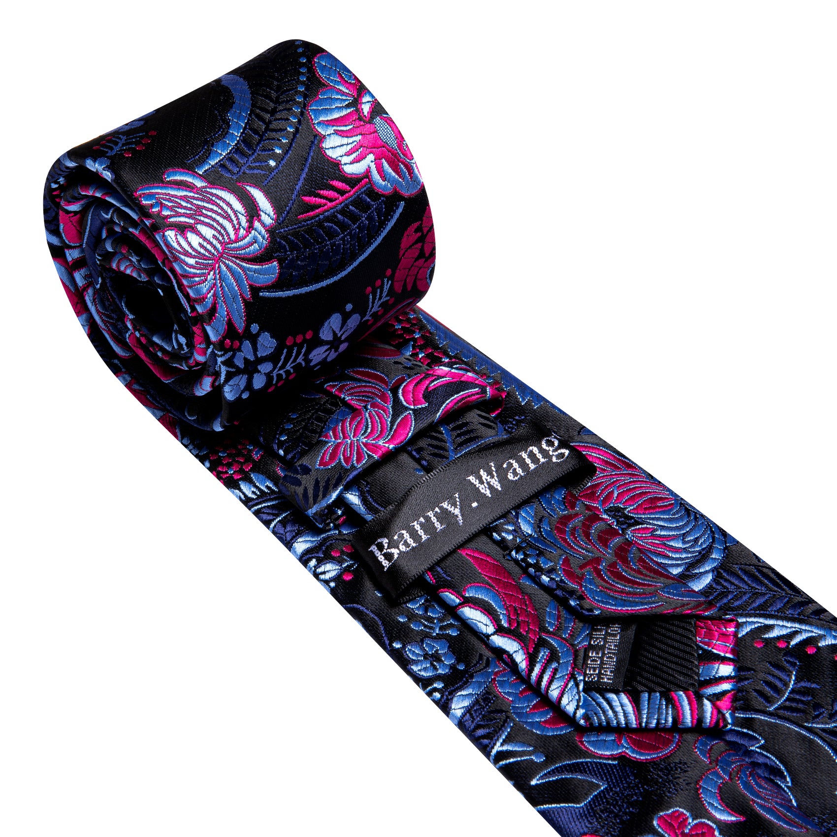 Blue Red Jacquard Paisley Tie Handkerchief Cufflinks Set