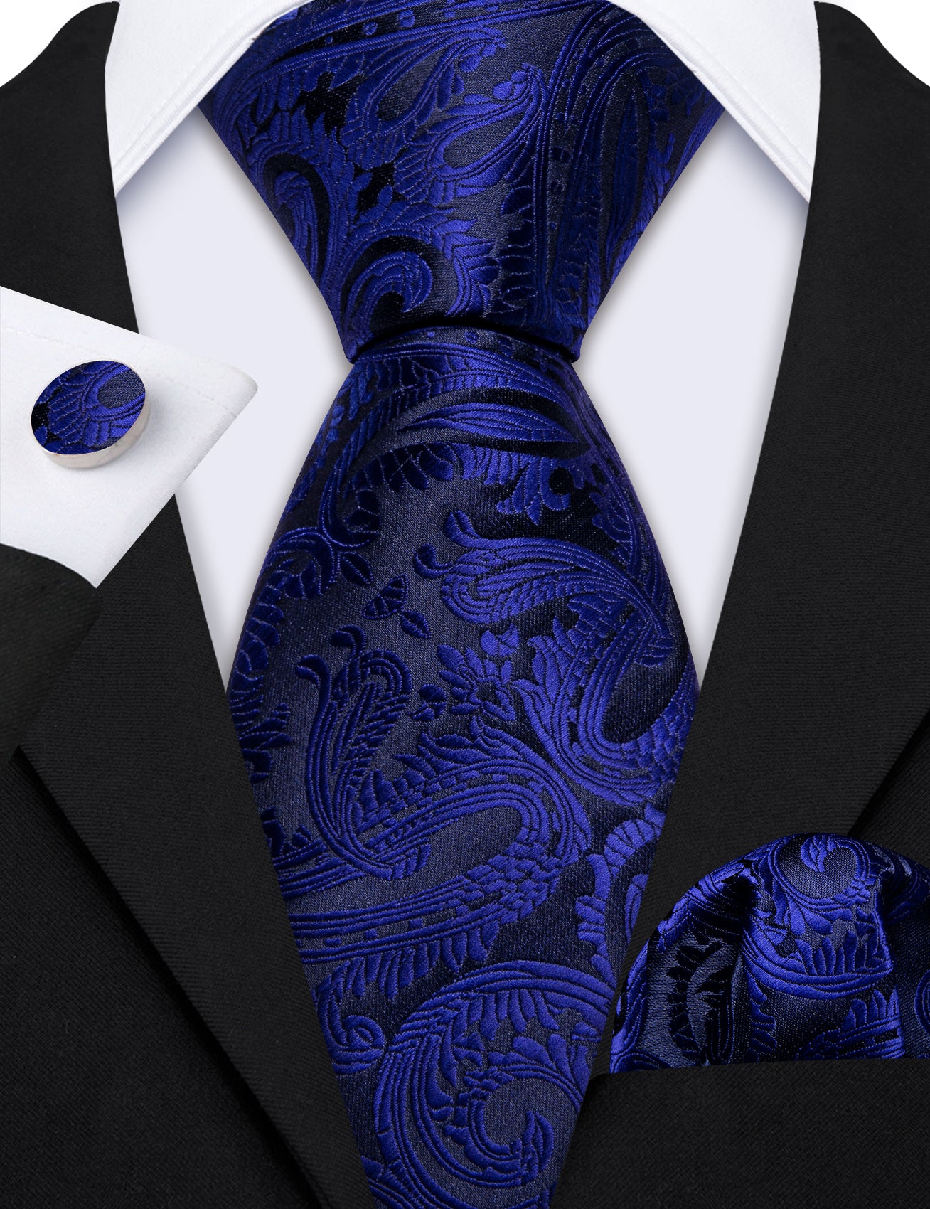 slate blue ties black suit 