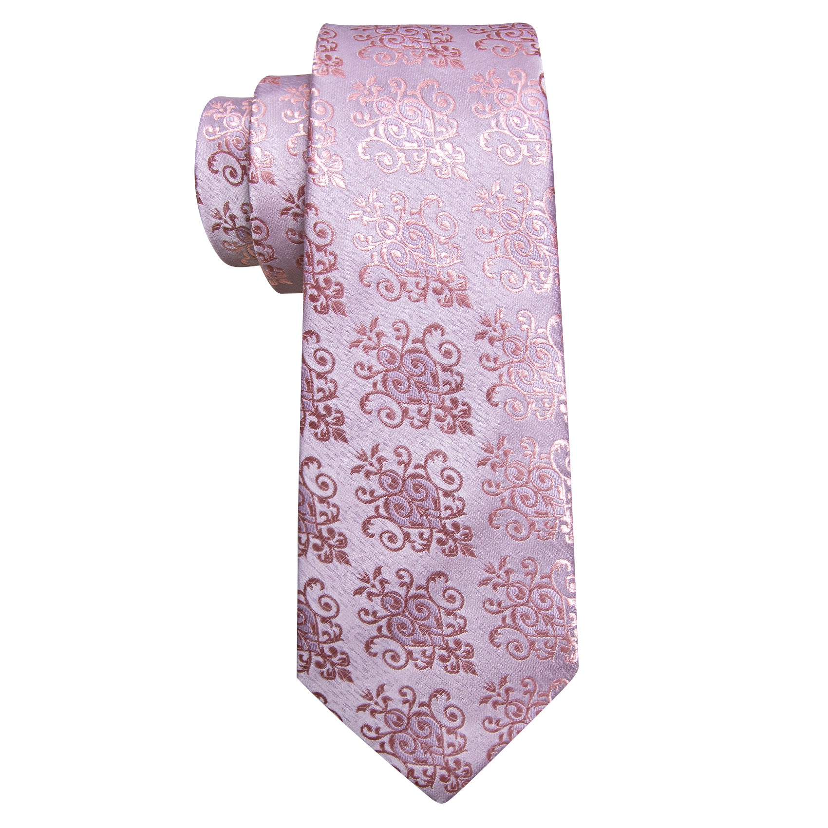 Languid Lavender Pink Floral Tie Handkerchief Cufflinks Set