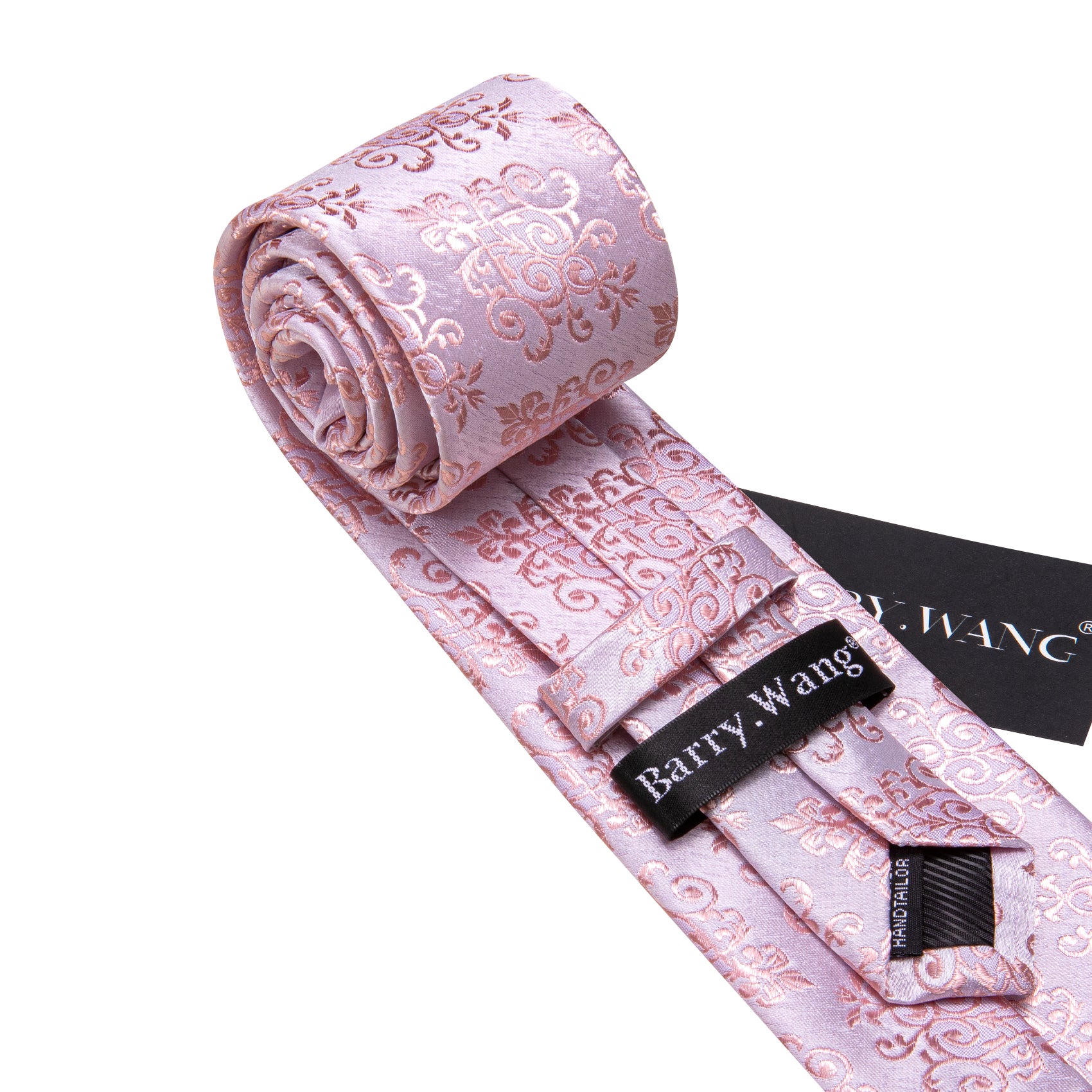Languid Lavender Pink Floral Tie Handkerchief Cufflinks Set