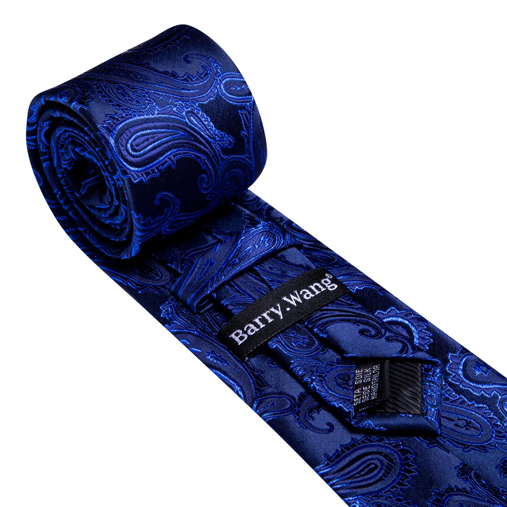 Navy Blue Paisley Silk Tie Handkerchief Cufflinks Set