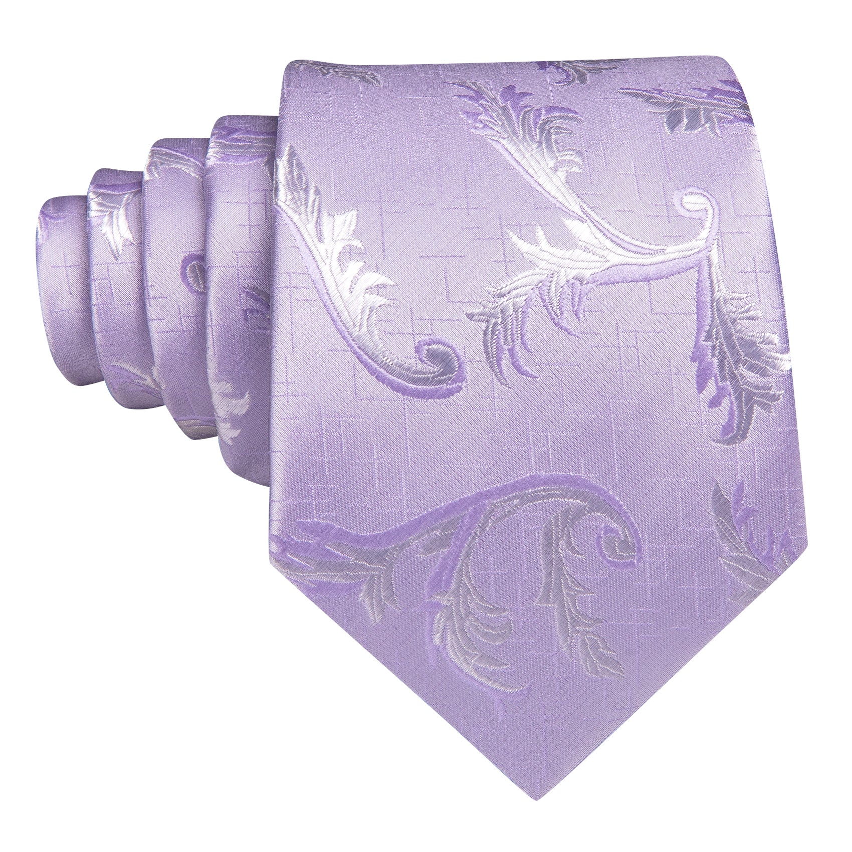 Mist Violet Floral Silk Tie Handkerchief Cufflinks Set
