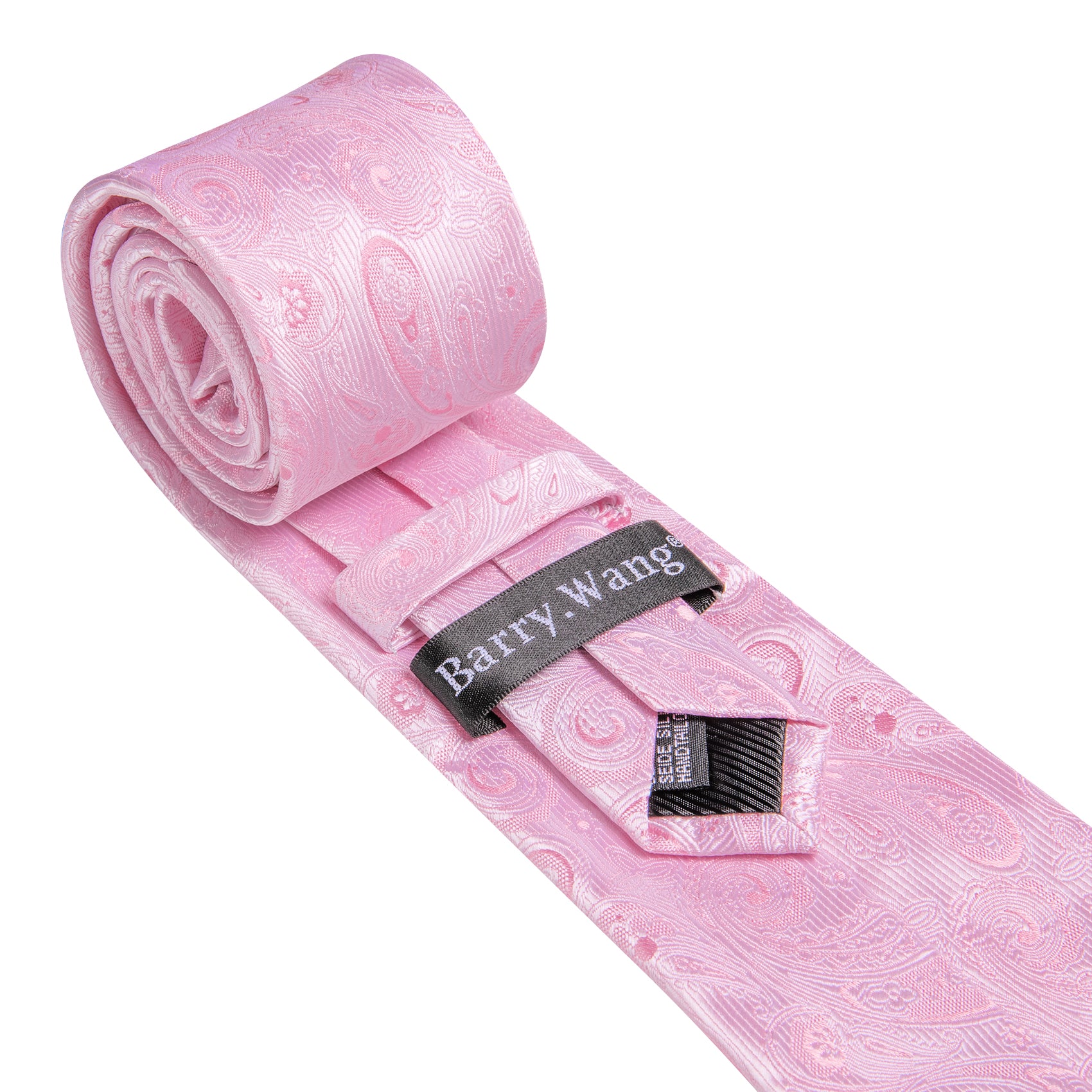Pink Paisley Silk Tie Handkerchief Cufflinks Set