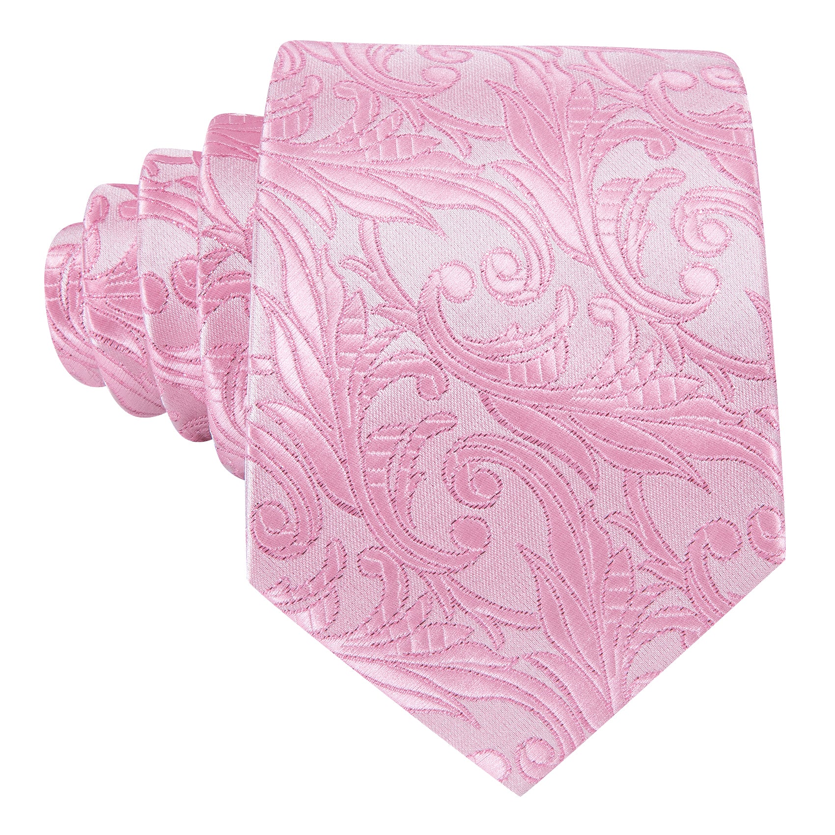 Pink Floral Silk Tie Handkerchief Cufflinks Set