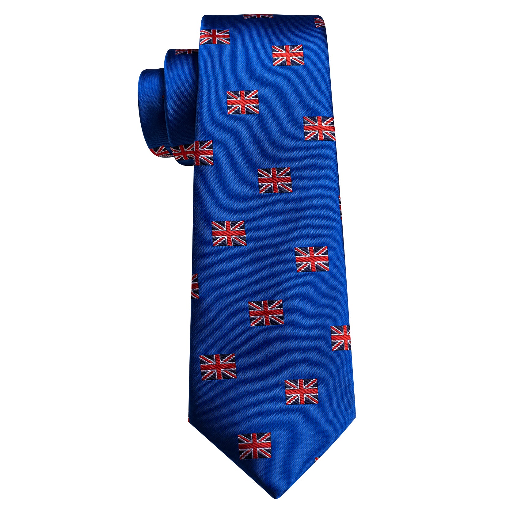 Cerulean Blue Red Floral Silk Tie Pocket Square Cufflinks Set