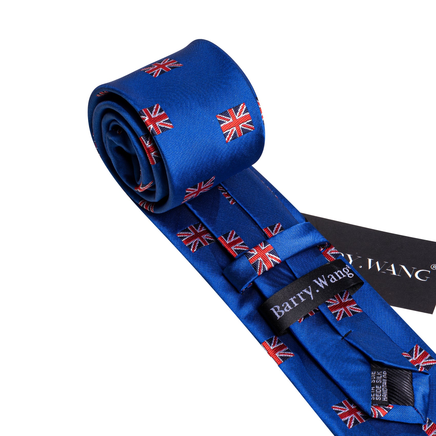 Cerulean Blue Floral Silk Barry Wang Tie Pocket Square Cufflinks Set