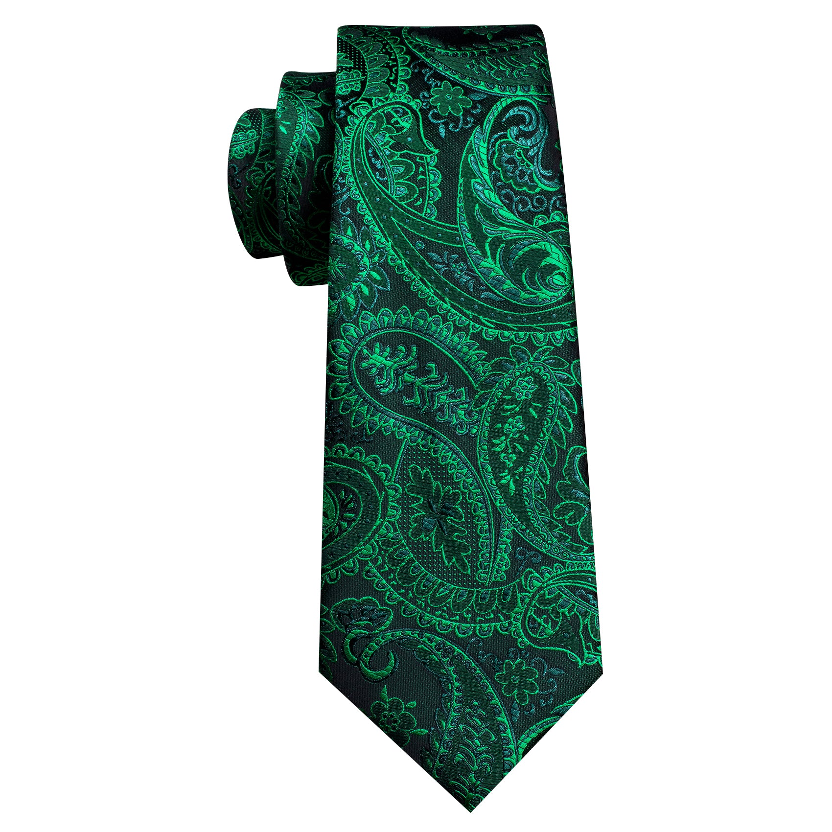 Green Paisley Tie Handkerchief Cufflinks Set
