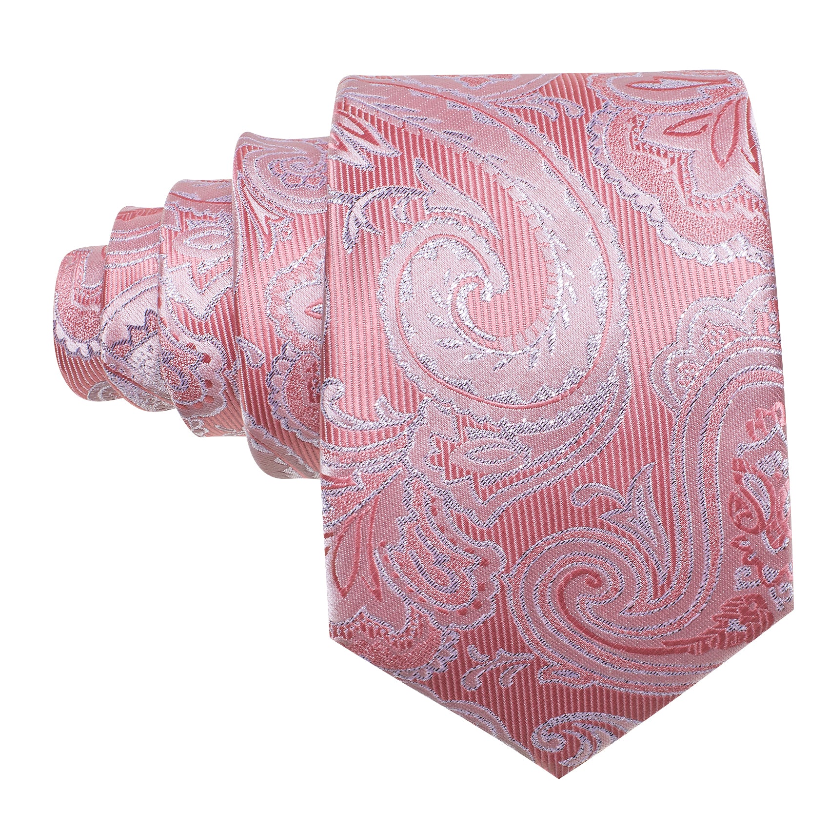  Pink Men's Wedding Paisley Silk Necktie Hanky Cufflinks Set