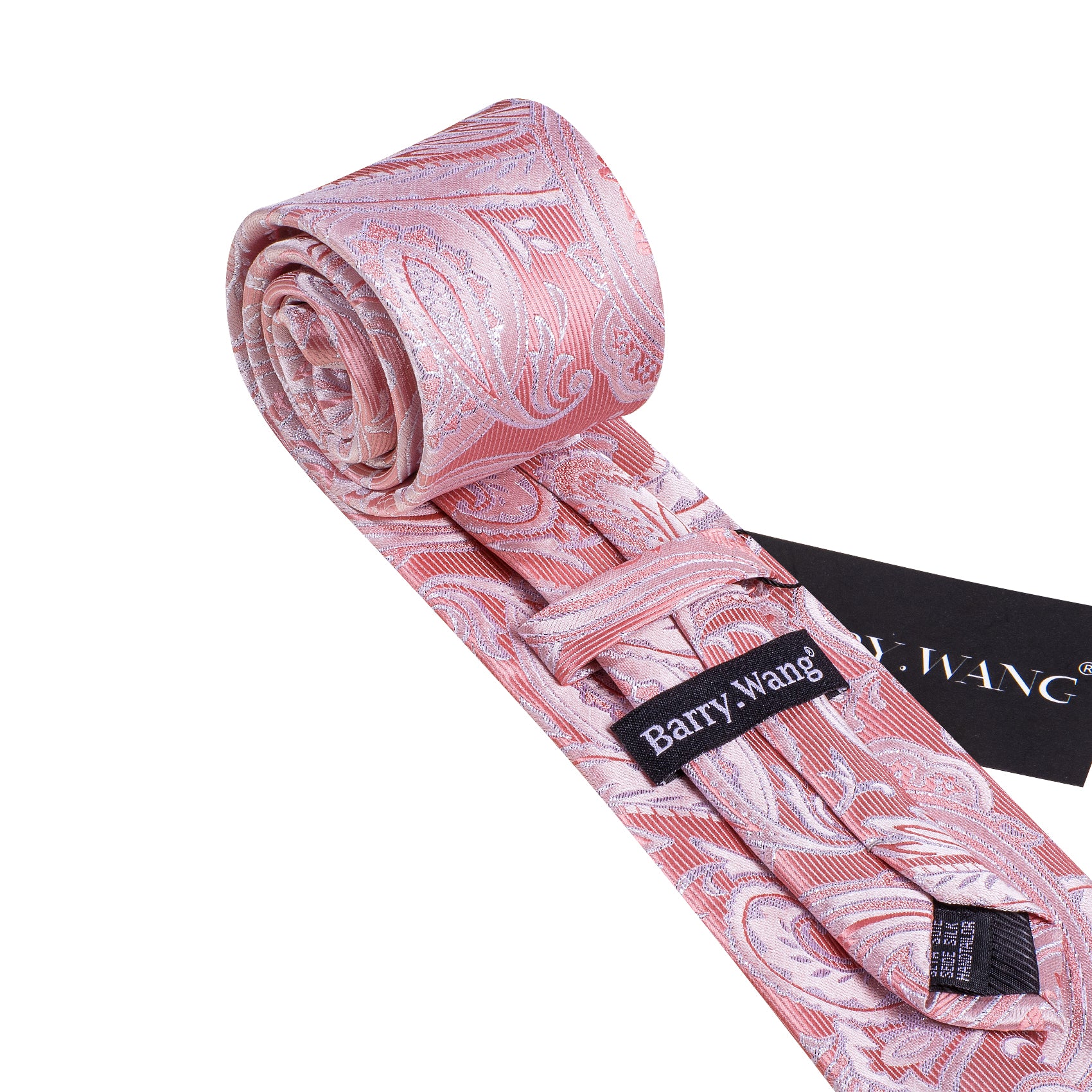  Pink Men's Wedding Paisley Silk Necktie Hanky Cufflinks Set