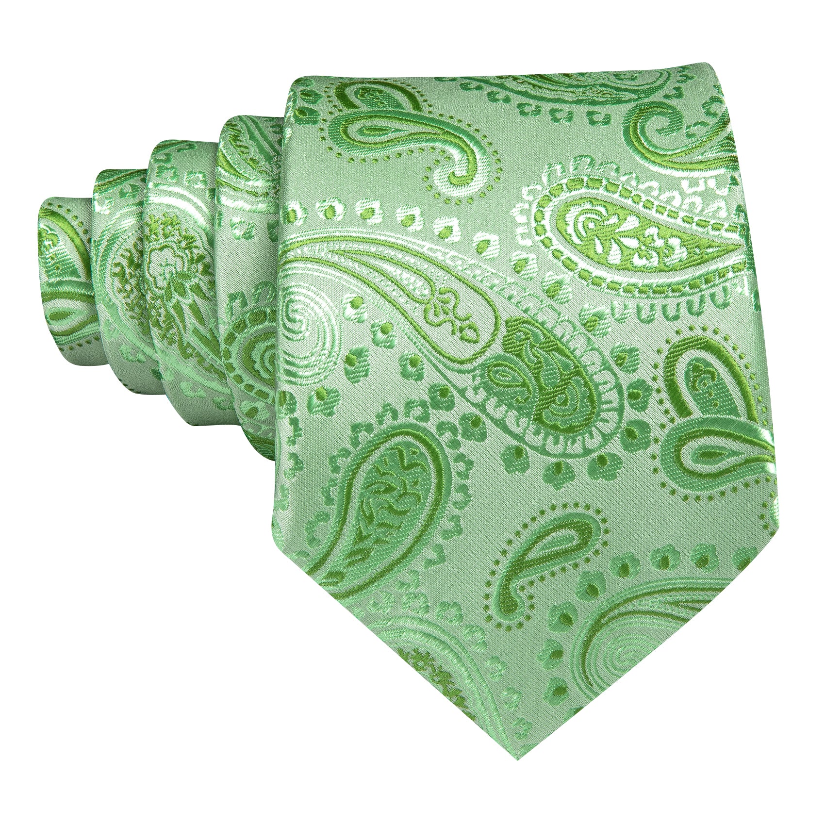 Turquoise Green Paisley Silk Tie Handkerchief Cufflinks Set