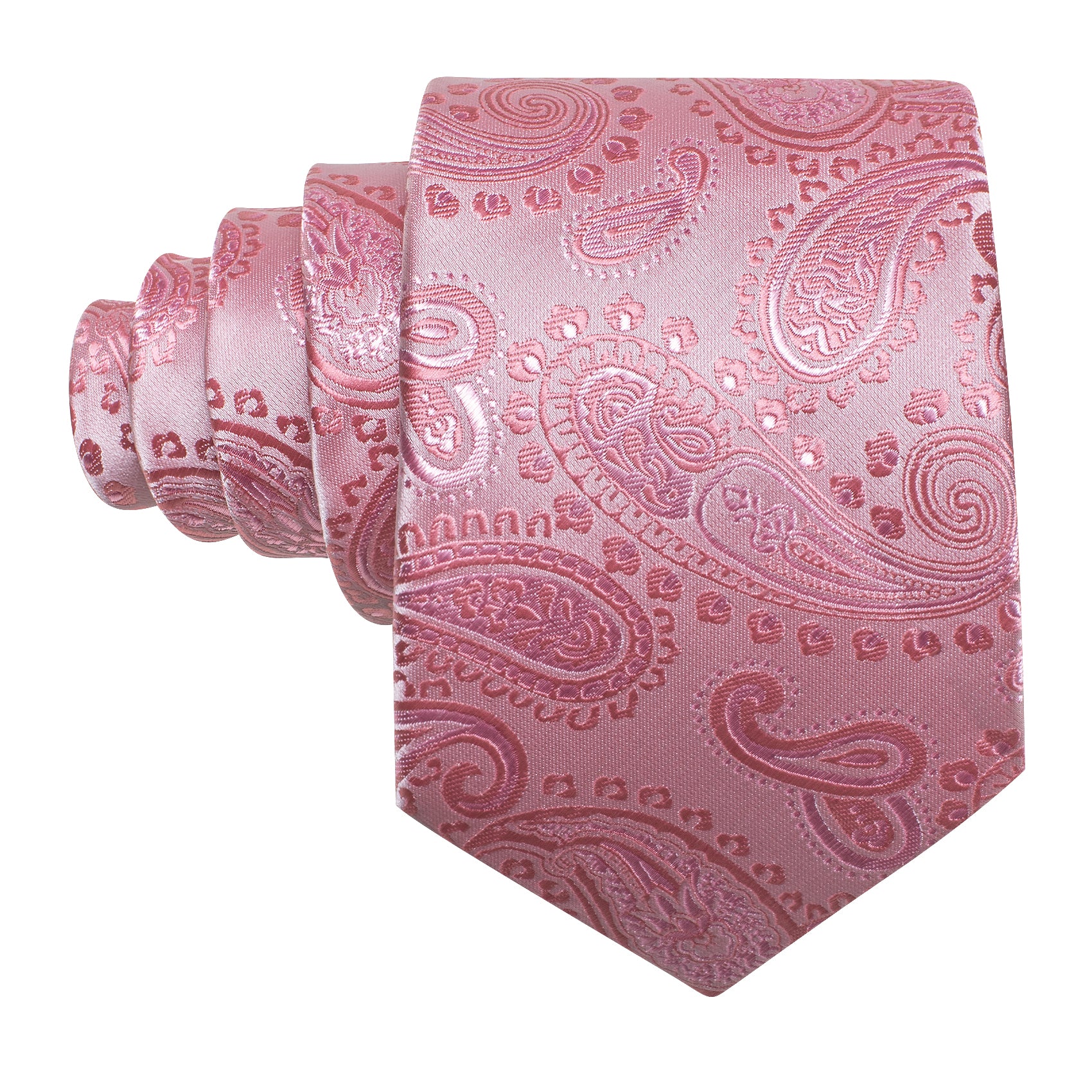  Wedding Tie Pink Paisley Silk Necktie Hanky Cufflinks Set