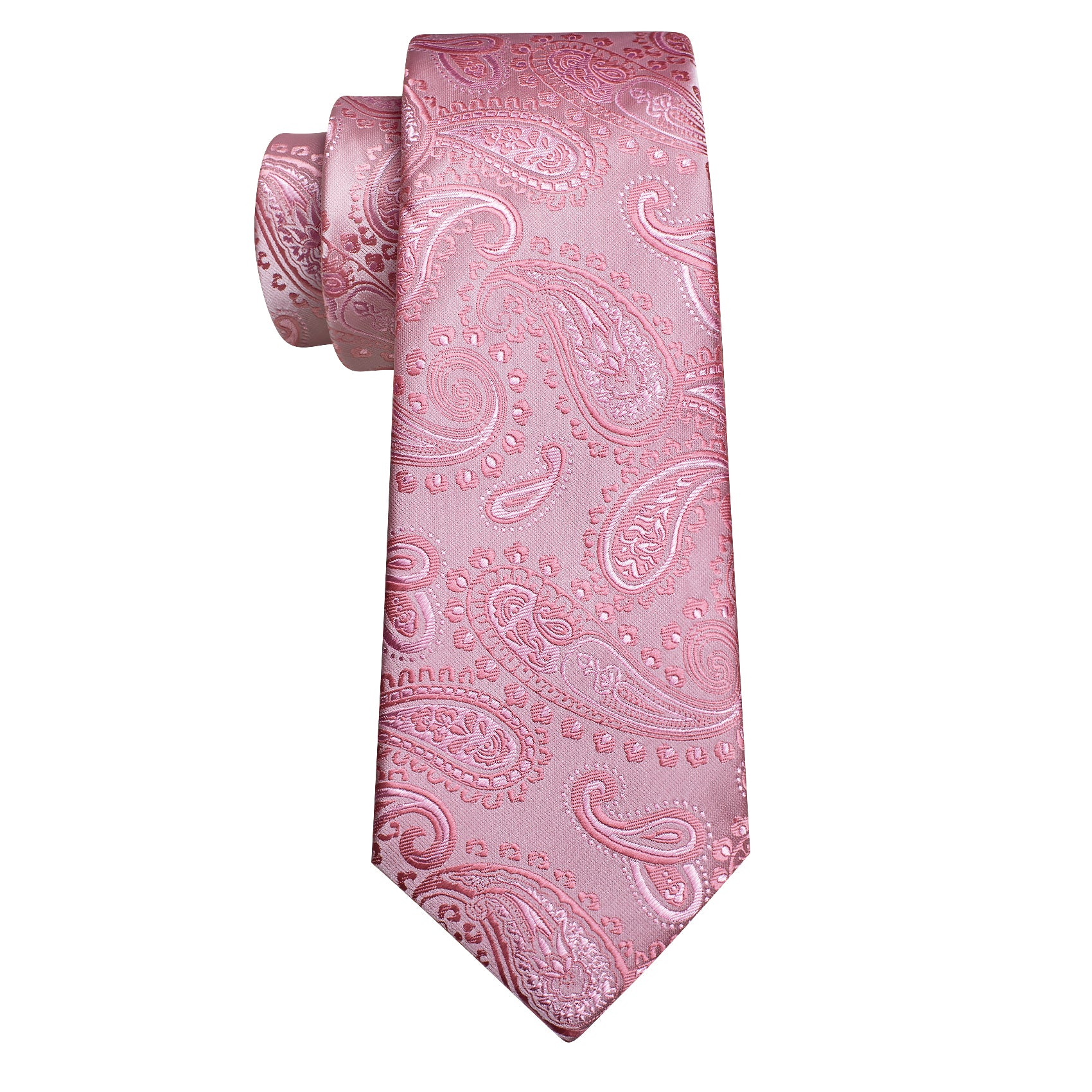 Pink Paisley Silk Tie Hanky Cufflinks Set