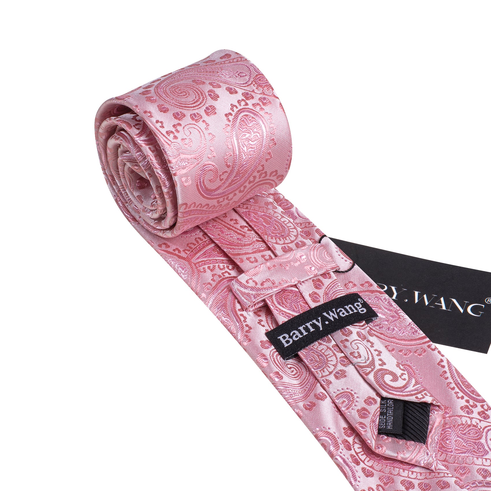  Wedding Tie Pink Paisley Silk Necktie Hanky Cufflinks Set