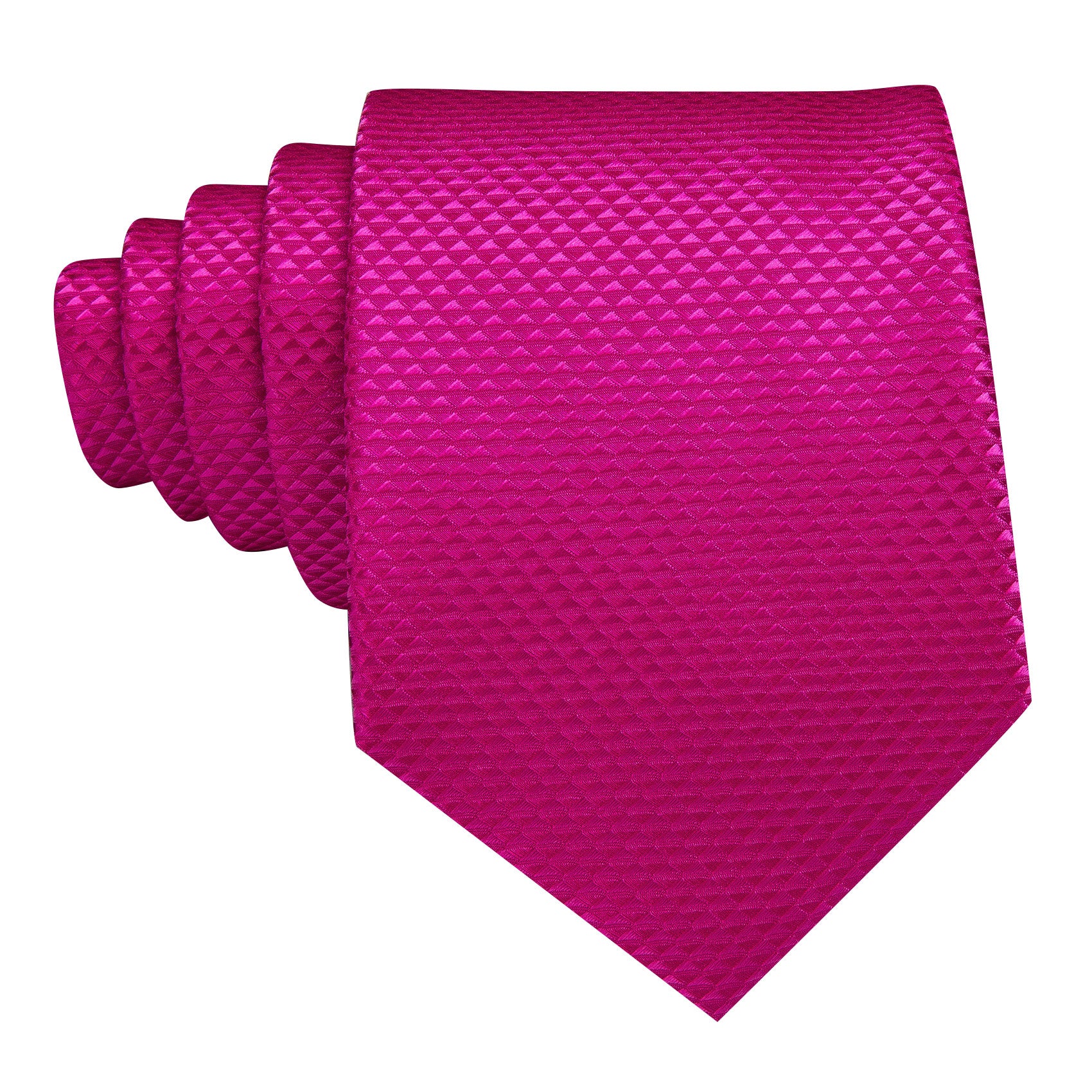 Rose Red Solid Silk Tie Pocket Square Cufflinks Set
