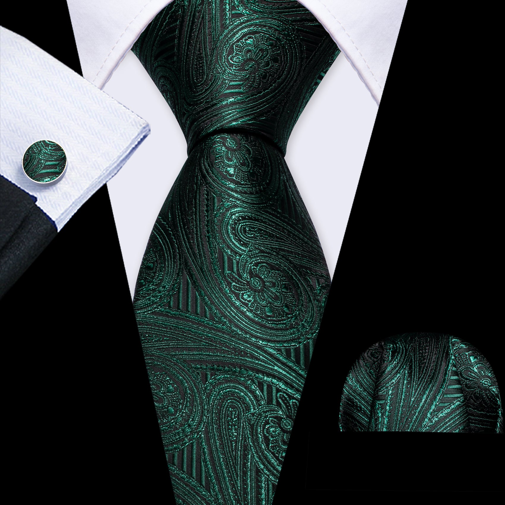Dark Olive Green Paisley Silk Tie