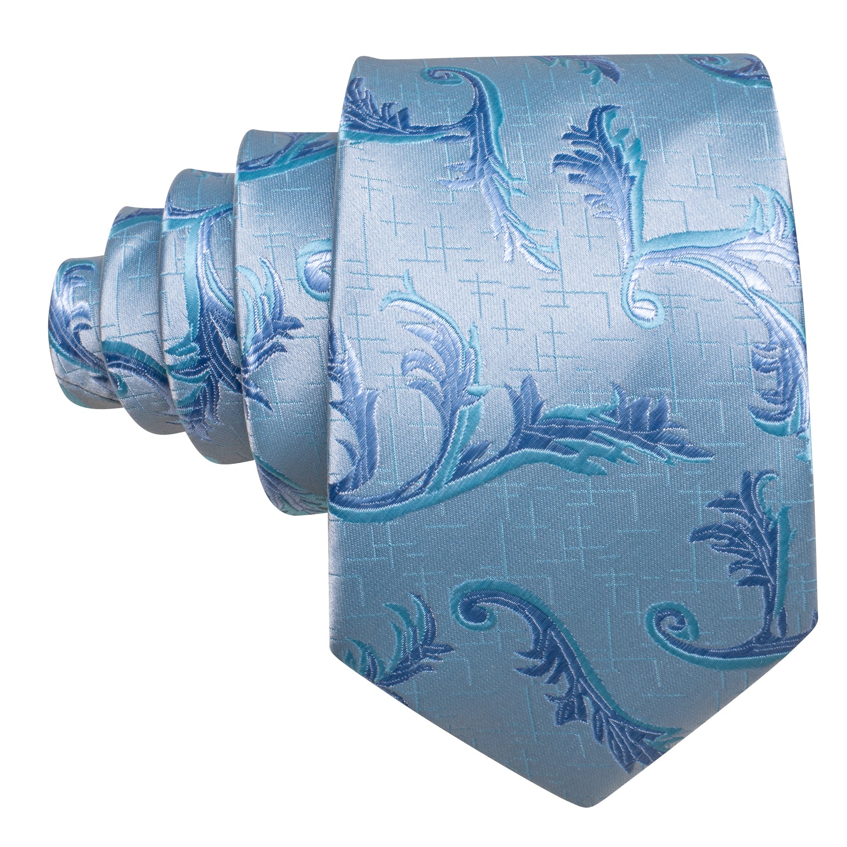 Sea Foam Floral Silk Tie Hanky Cufflinks Set