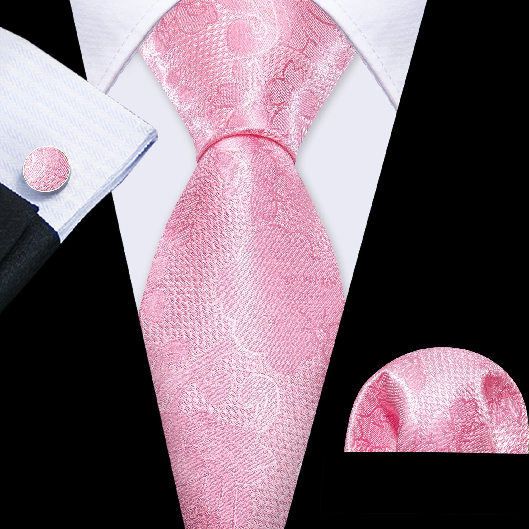 Pink Flower Silk Tie