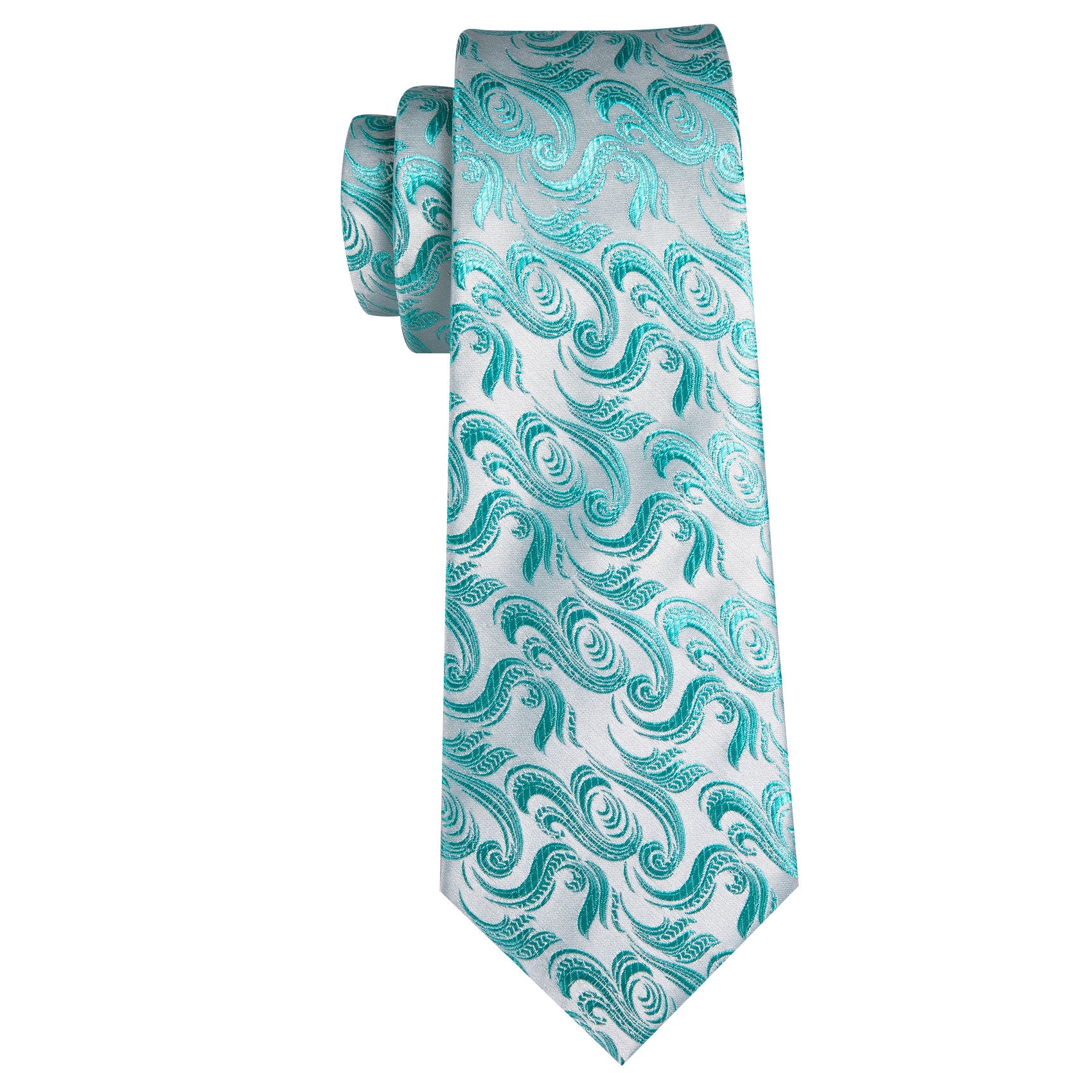 Blue White Floral Silk Tie Pocket Square Cufflinks Set