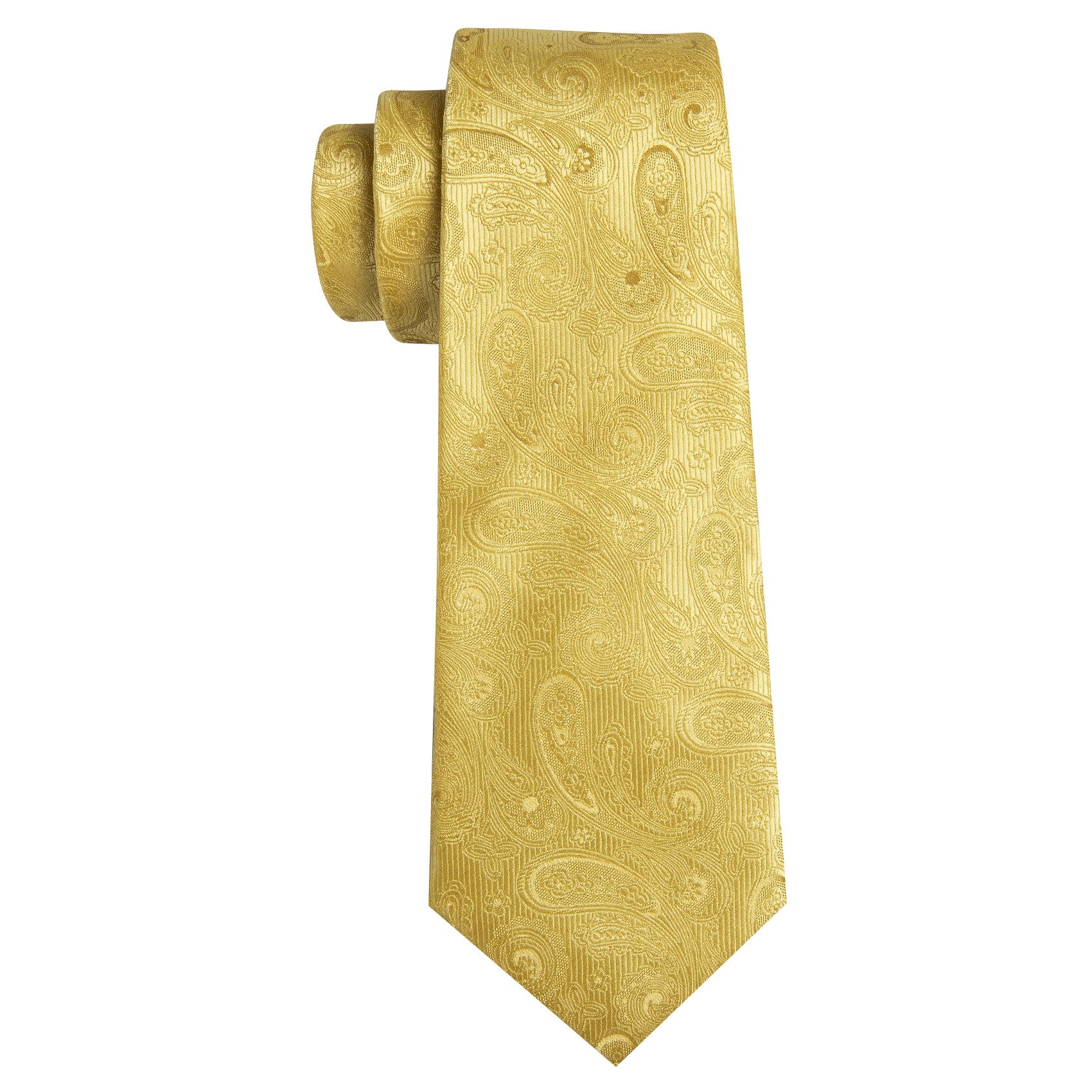 Gold Paisley Silk Tie Handkerchief Cufflinks Set