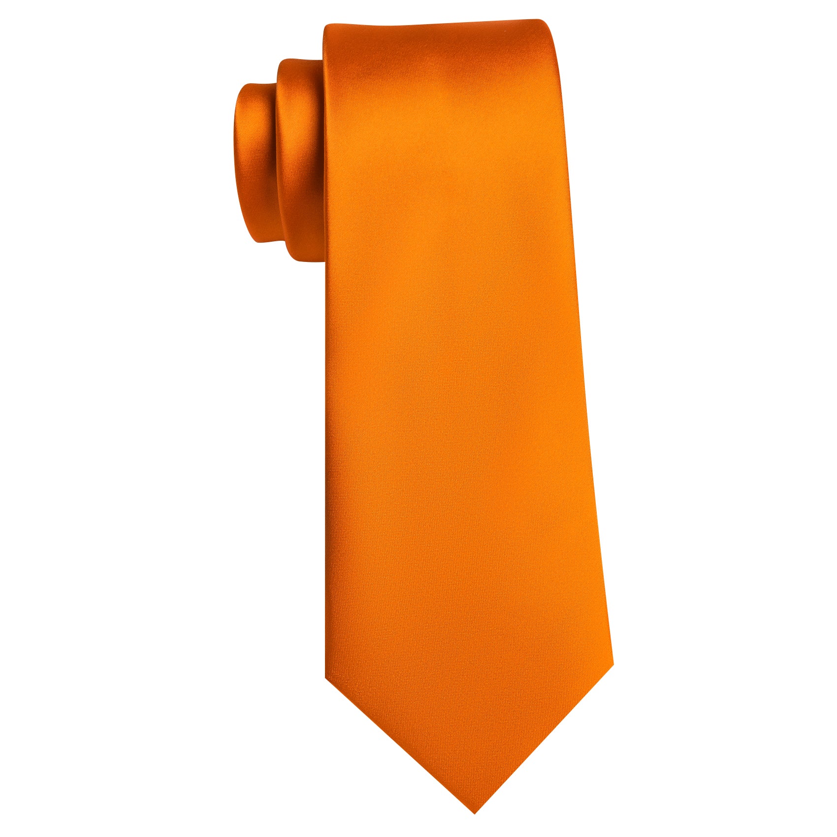 Orange Solid Silk Tie Pocket Square Cufflinks Set