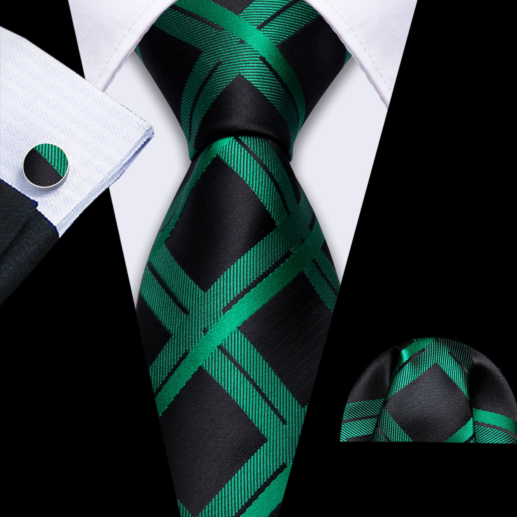 Silk Black Emerald Green Men's Tie 
