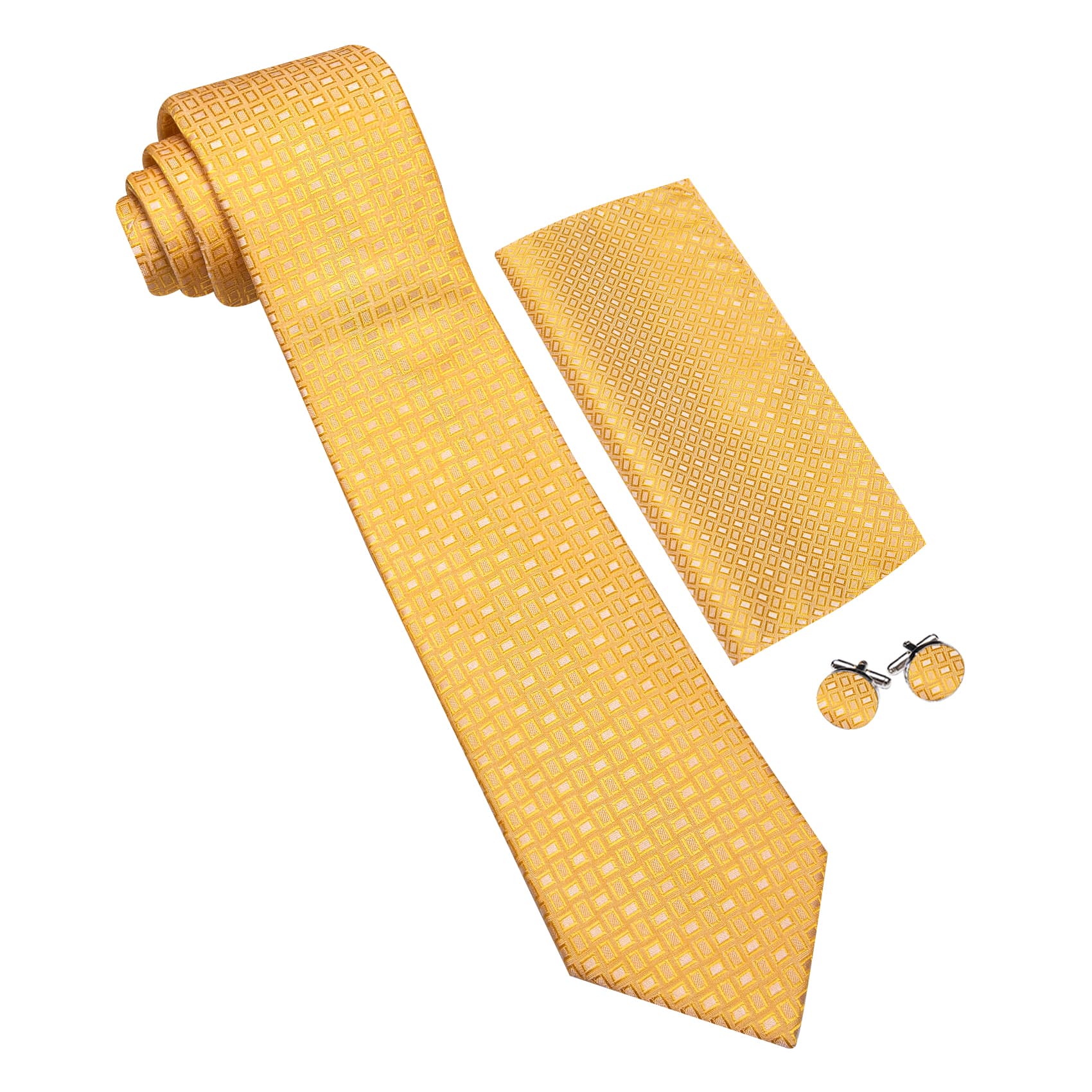 black suit gold tie