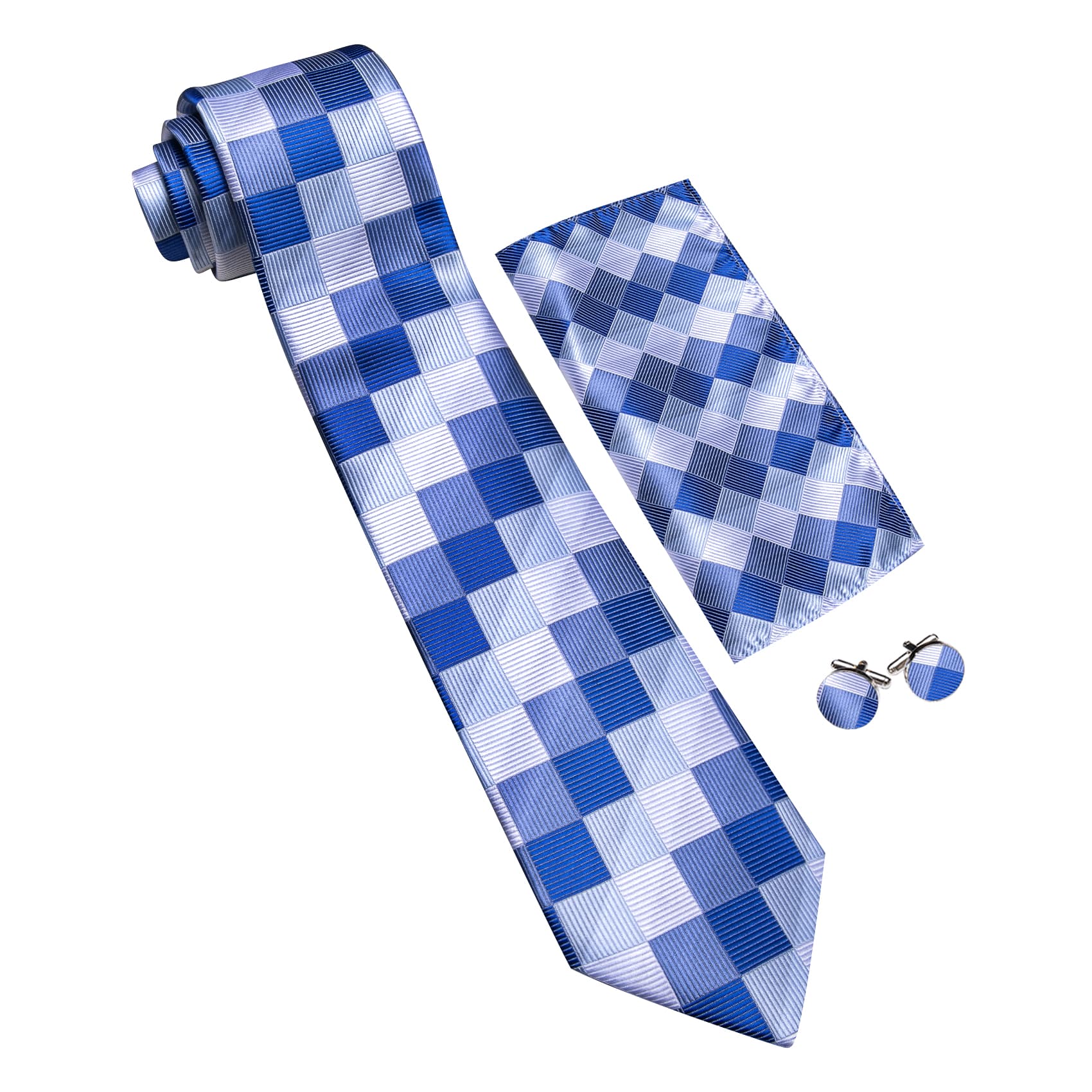 Blue Grey handkerchief and cufflinks 