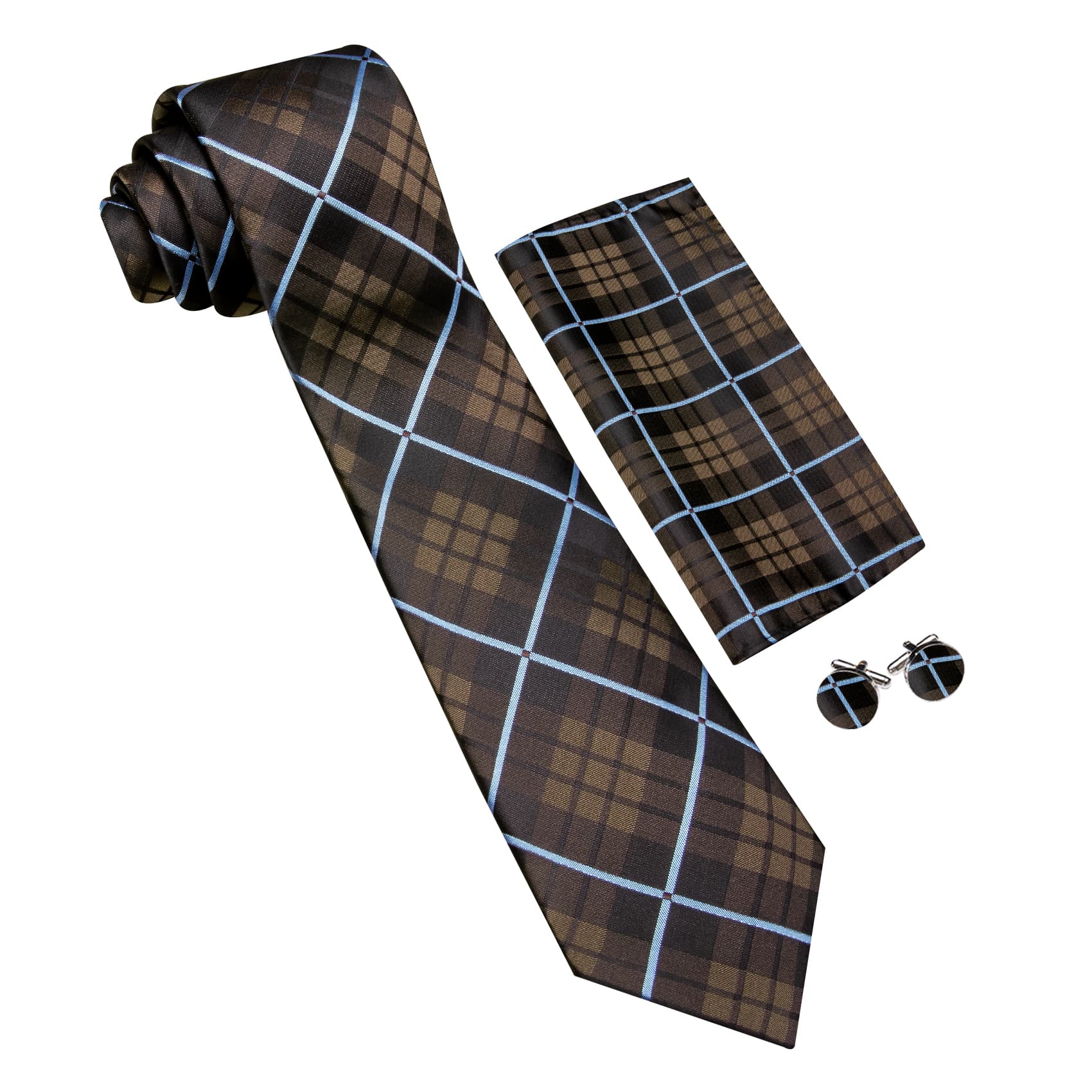  Brown Tie with Blue Line