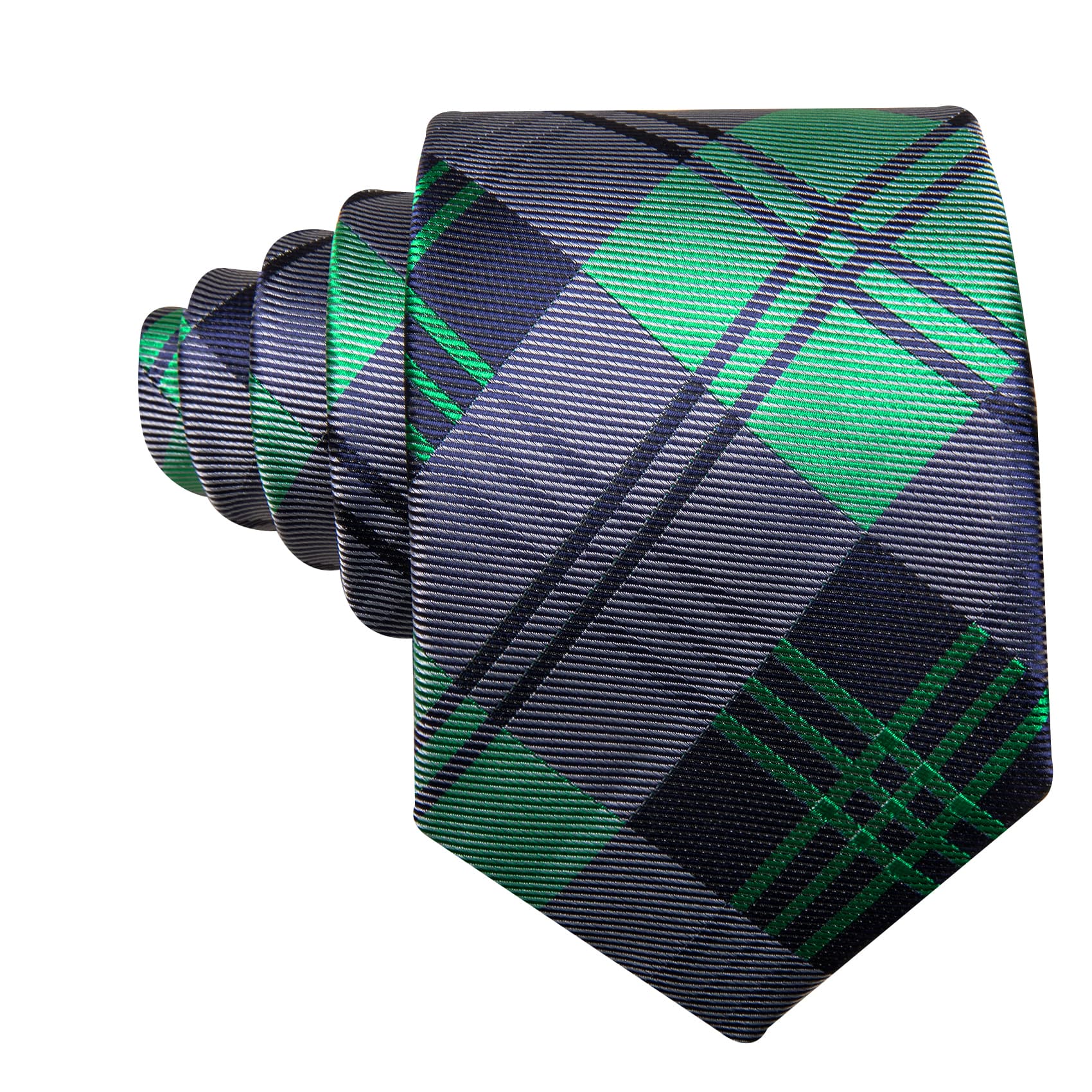 Mens Plaid Tie Mint Green Dar Grey Necktie Set
