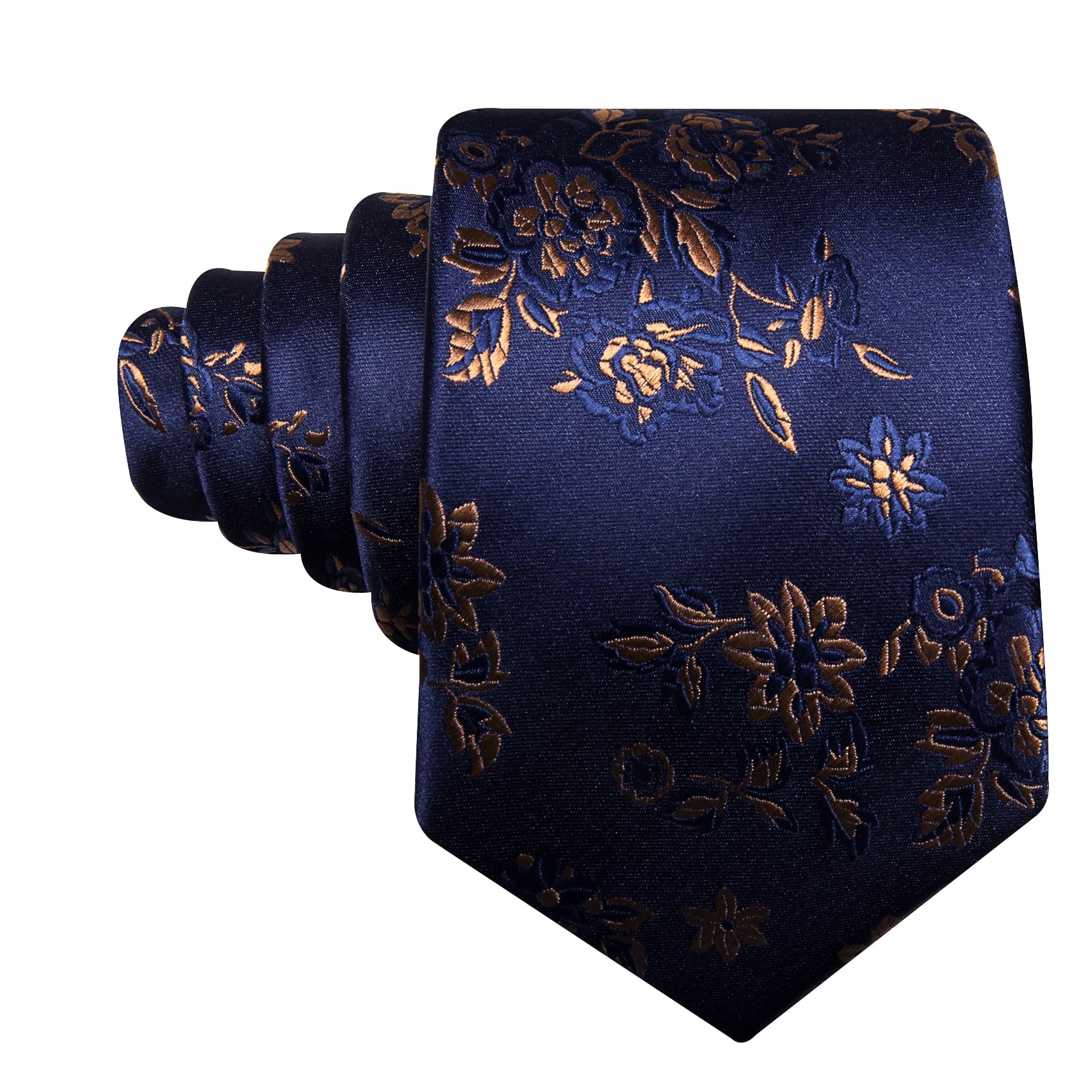  Blue Tie Men's Brown Jacquard Floral Pattern Necktie Set