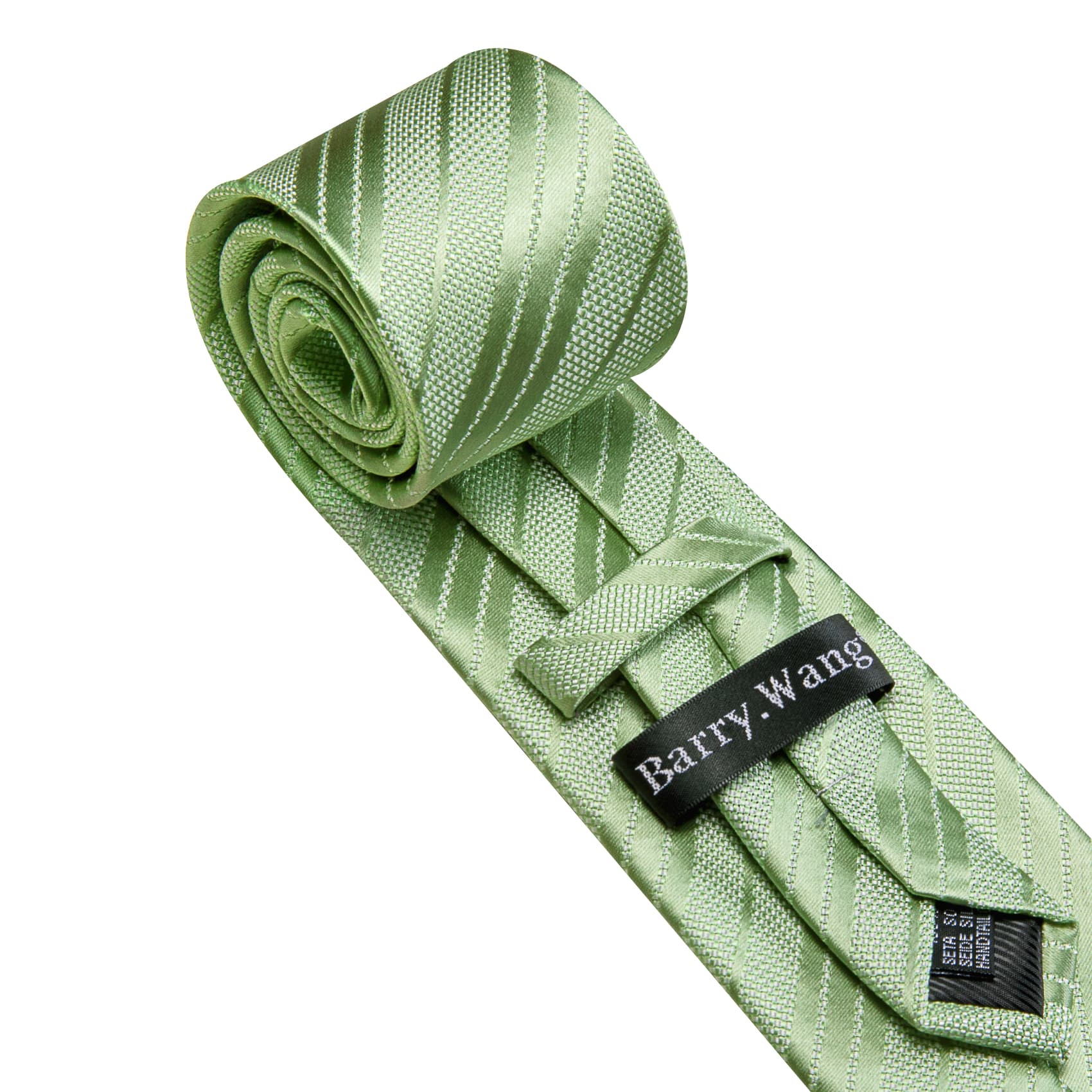  Auqamarin Green Striped Men's Tie Handkerchief Pocket Set