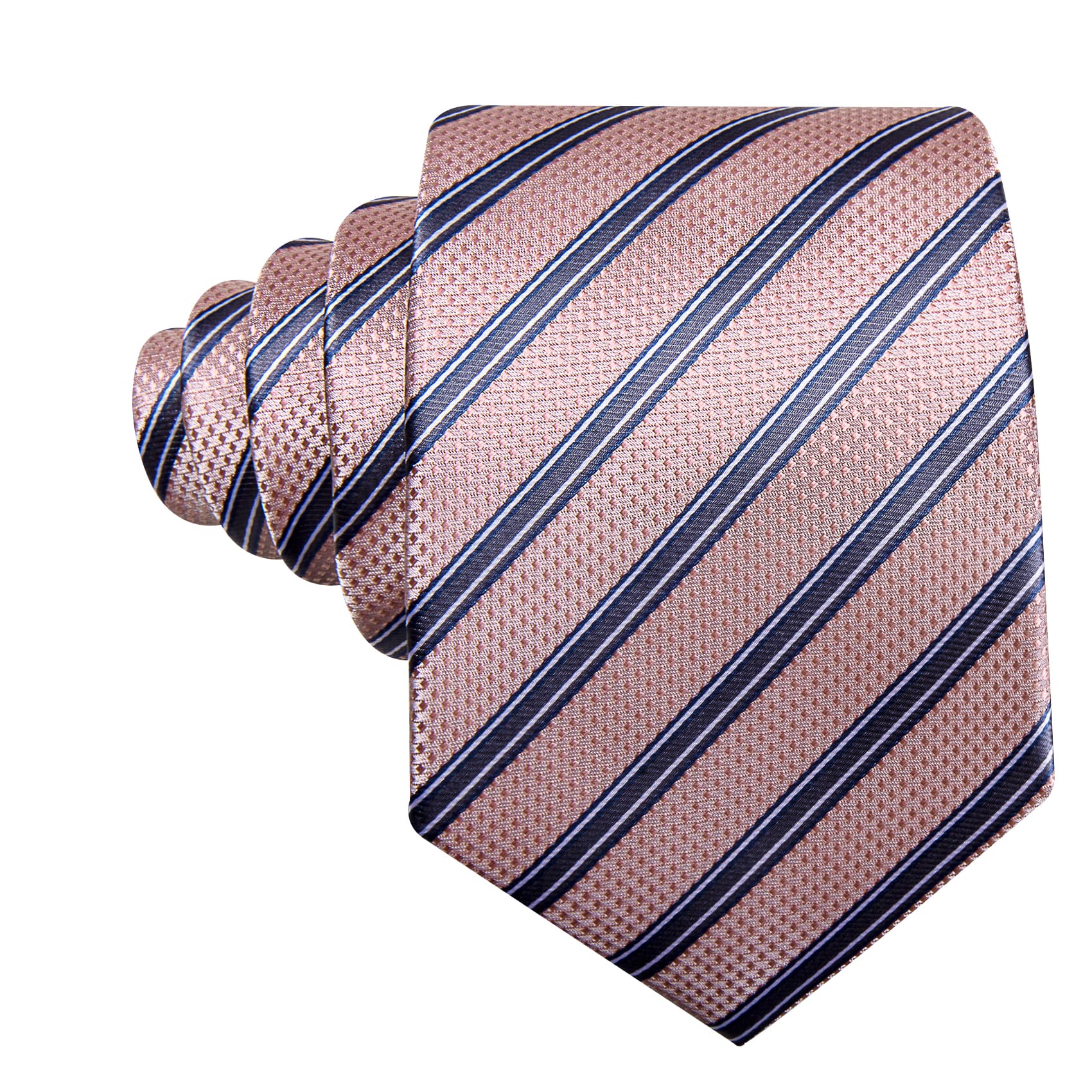 Pink Light Grey Stripes Men Tie Handkerchief Pocket Set