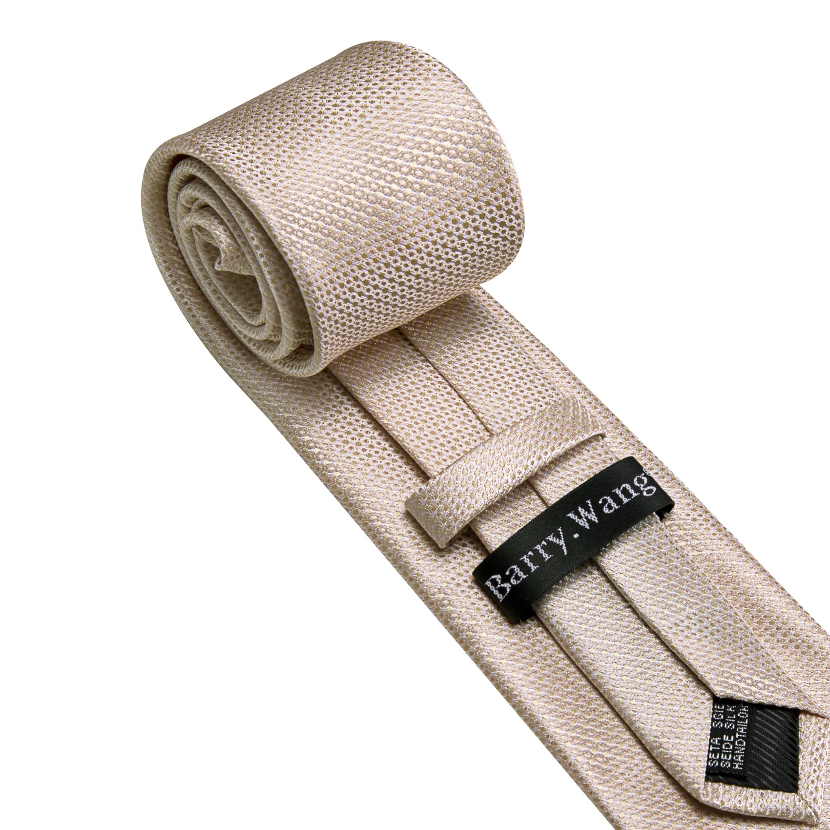 Champagne Beige Geometric Necktie Men's Tie Set for Wedding