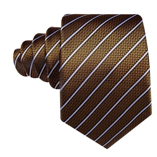 Gold Dots Tie Black White Lines Necktie Men's Tie Set v