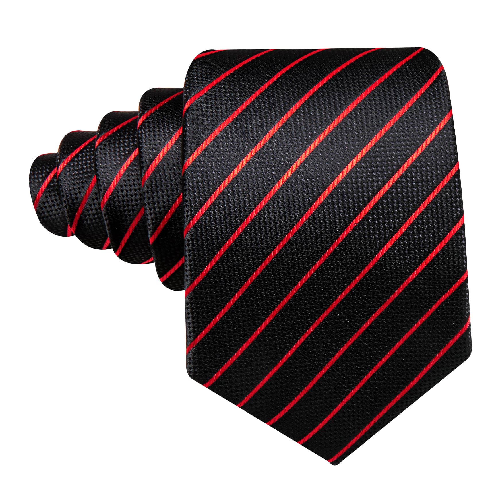  Black Tie Red Lines Striped Necktie Men's Tie Set