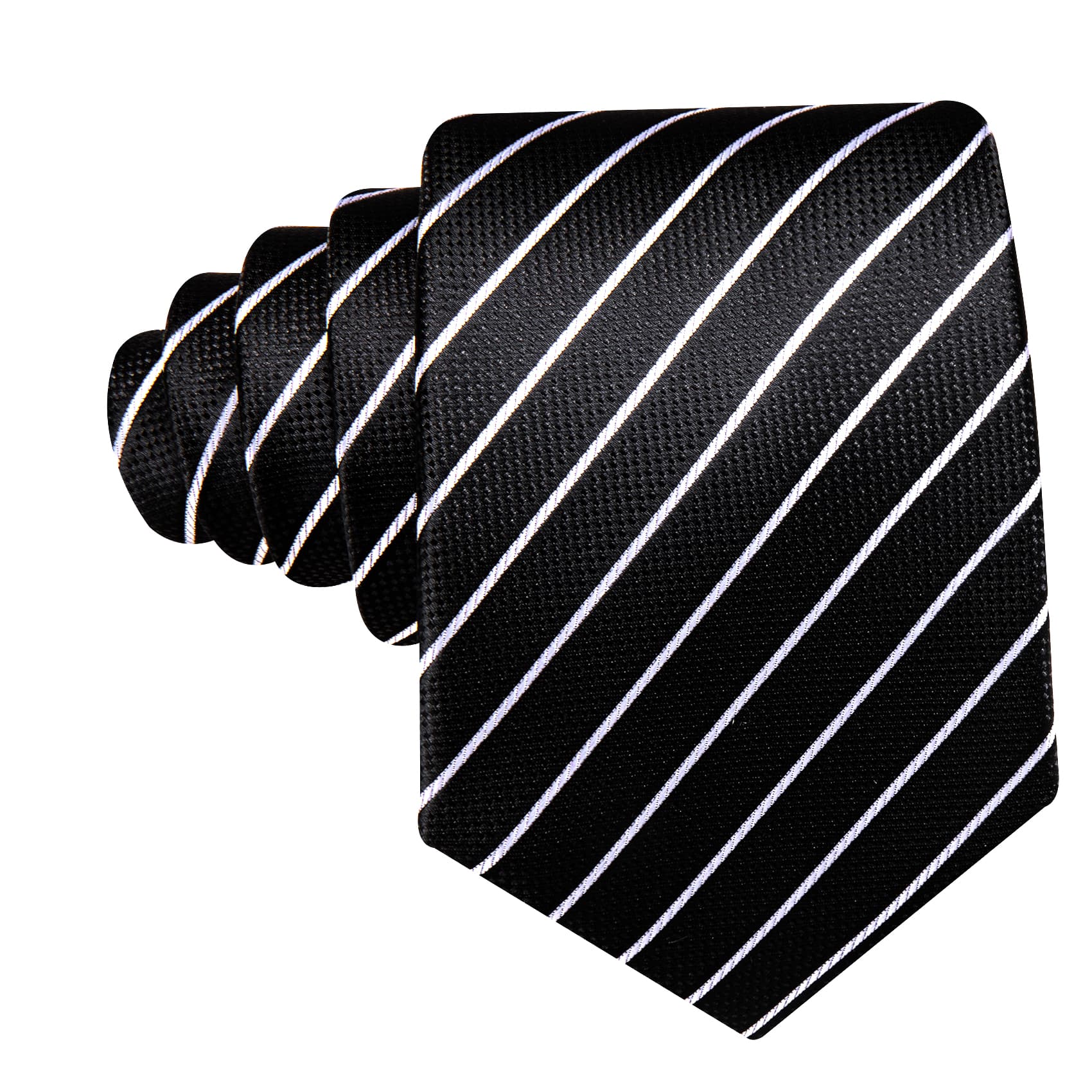  Black Tie White Lines Striped Necktie Men's Tie Set