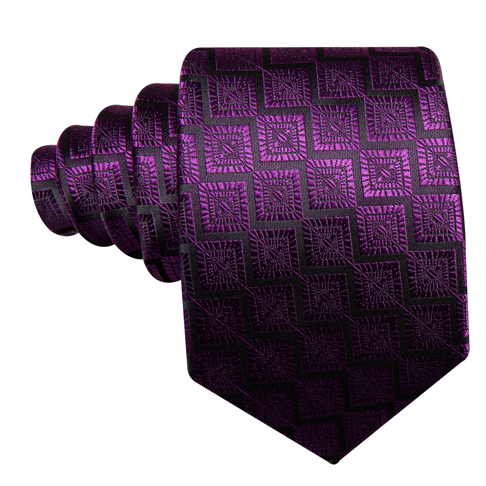 Purple Tie Jacquard Geometric Pattern Men's Necktie Set